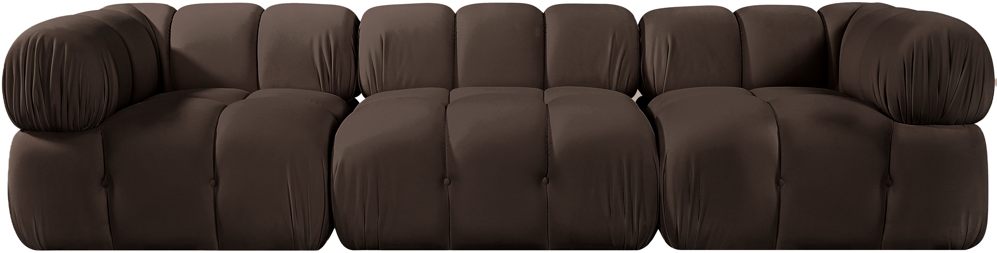 Orin - Velvet Performance Fabric Upholstered 3 pc. Modular Sofa - Brown