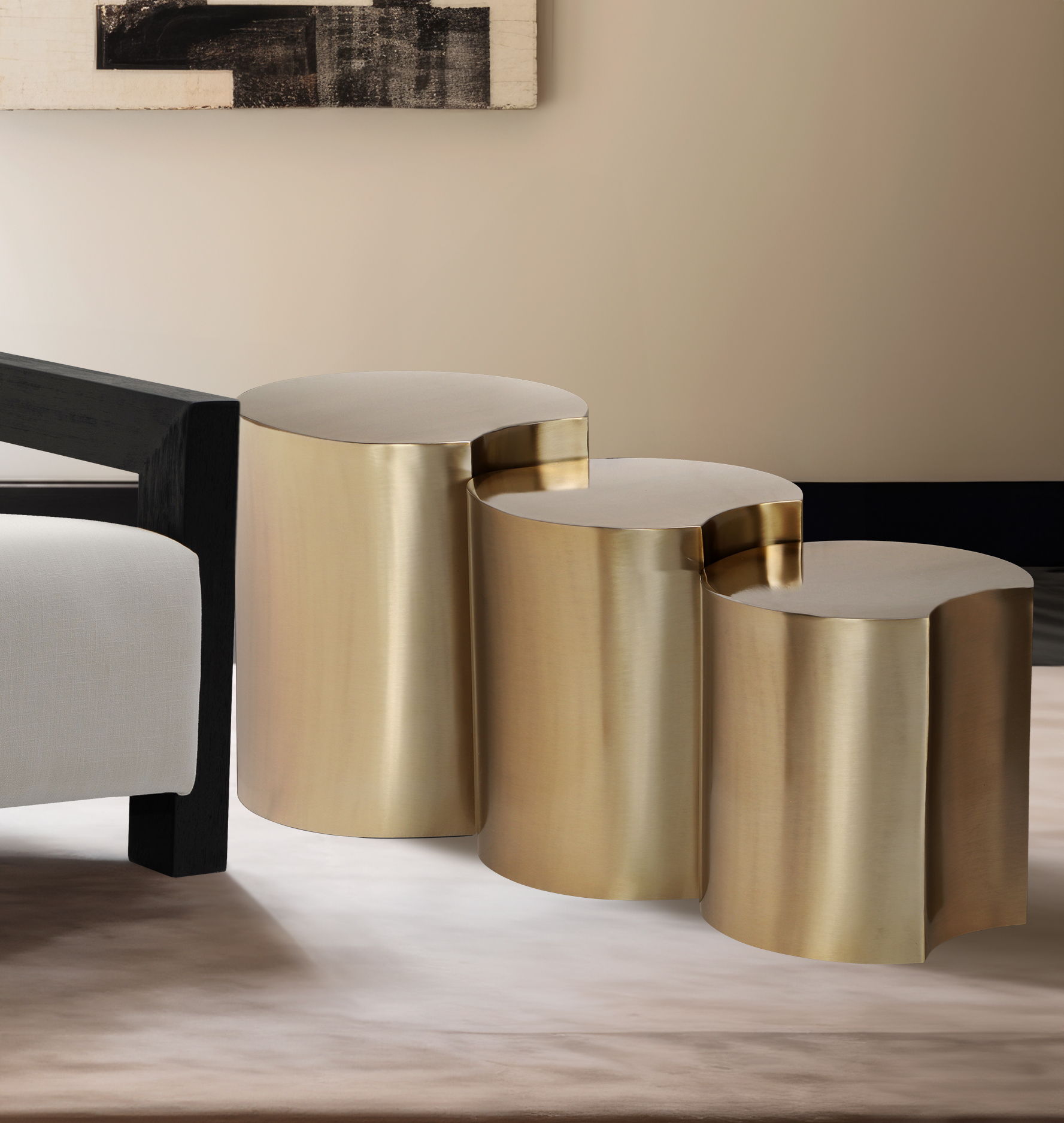Dimple - 3 Piece Modular End Table - Gold