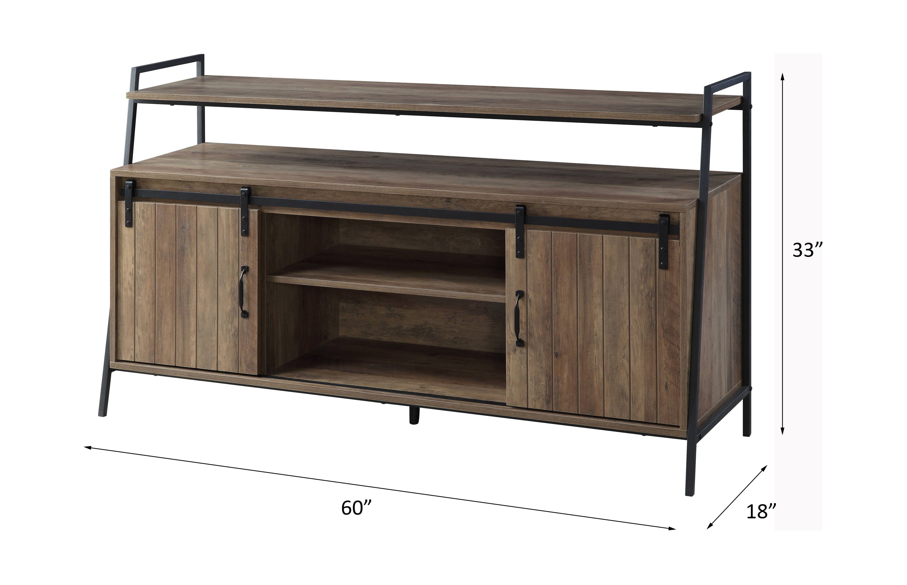 Rashawn - TV Stand - Rustic Oak & Black, dark brown, view 8