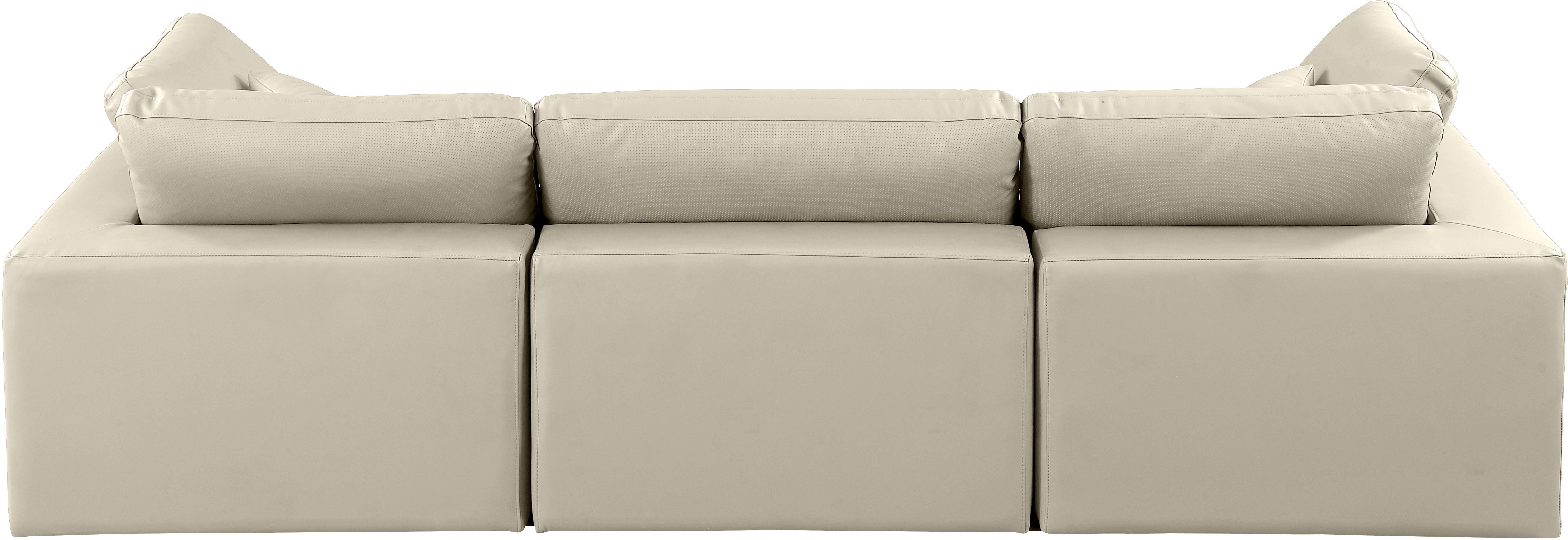 Comfy - Faux Leather Modular Sofa 3 Pieces - Cream