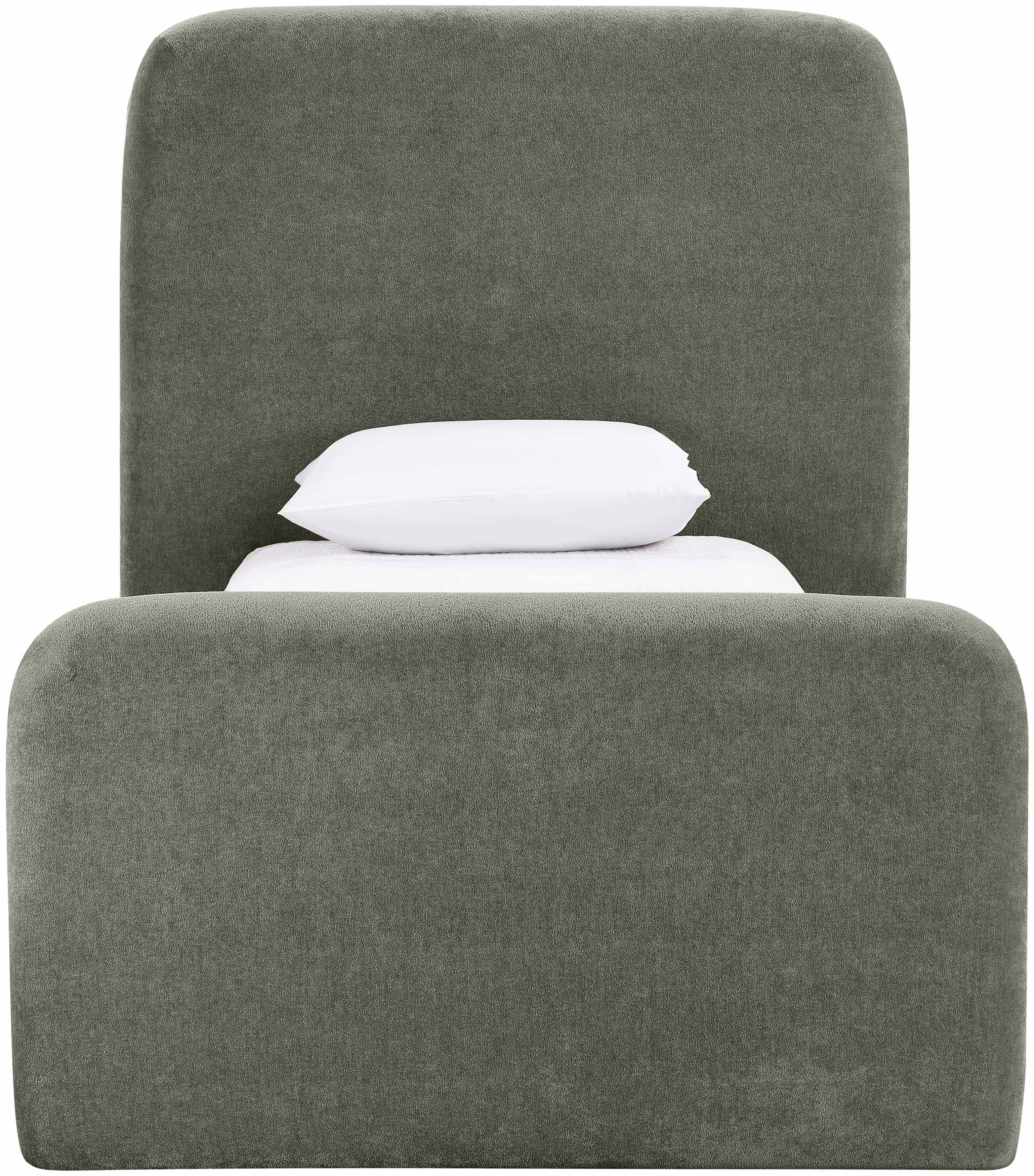 Fira - Chenille Fabric Upholstered Twin Bed - Green