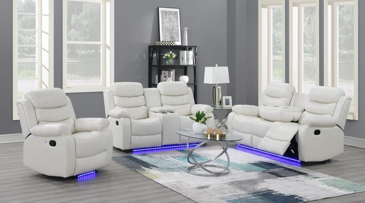 U157 - 3 Piece Living Room Set (Motion Sofa & Motion Loveseat, Motion Chair) - White