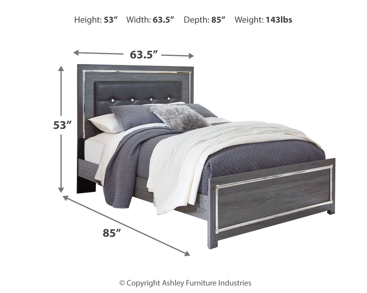 Ashley Furniture Lodanna - Queen Panel Bed - Gray - Image 8