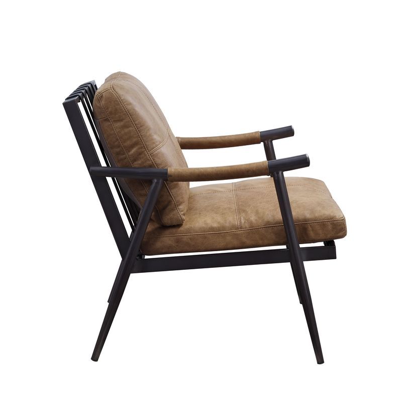 Anzan - Accent Chair - Berham Chestnut Top Grain Leather & Matt Iron, light brown, view 6