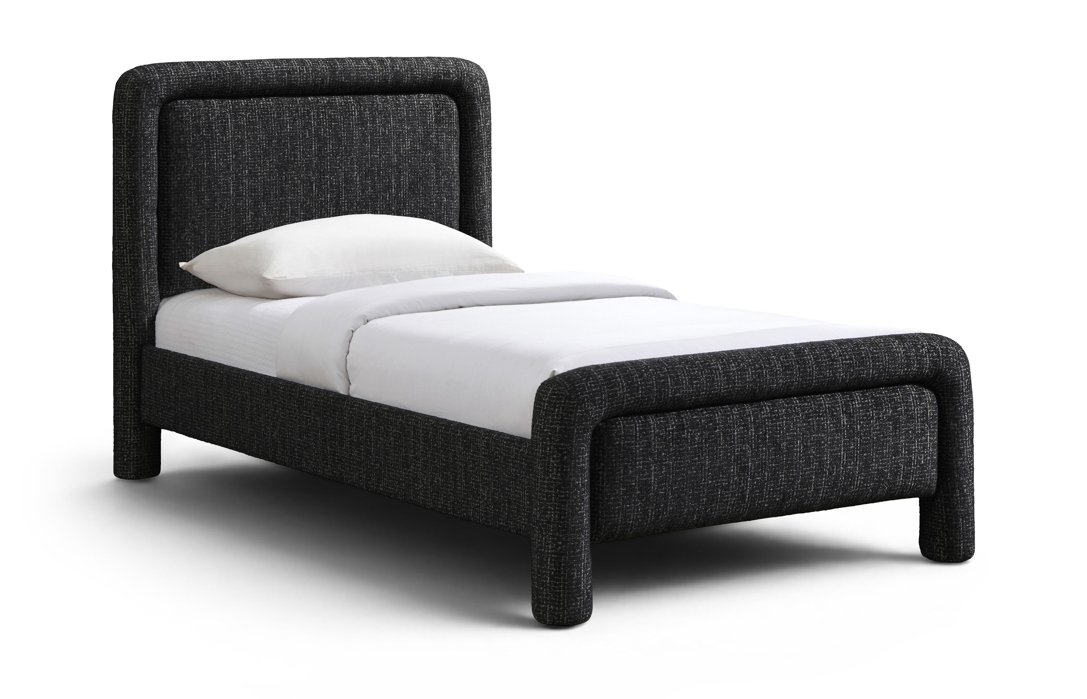 Baylor - Fabric With Interwoven Chenille Upholstered Twin Bed - Black