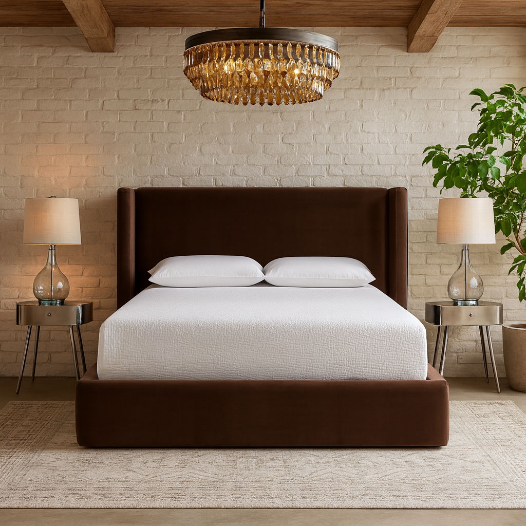 Kendall - Velvet Upholstered Queen Bed - Brown
