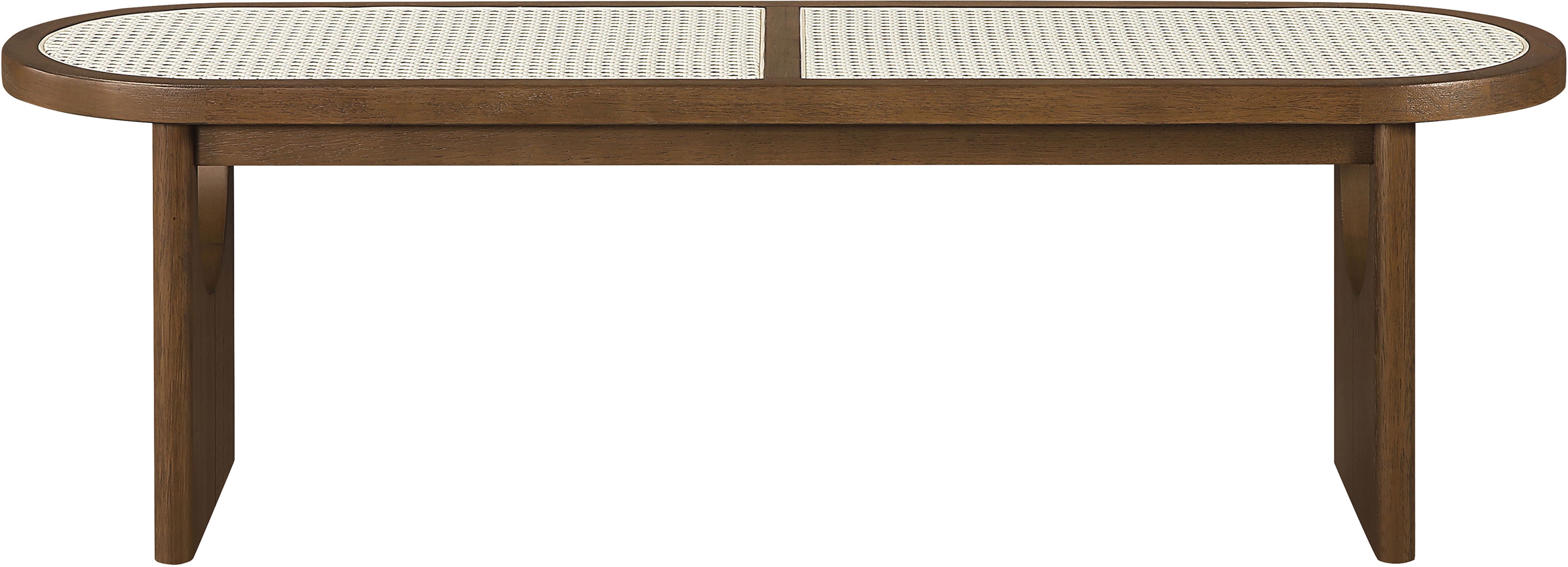 Canovia - Solid Wood And Faux Cane Bench - Brown Walnut