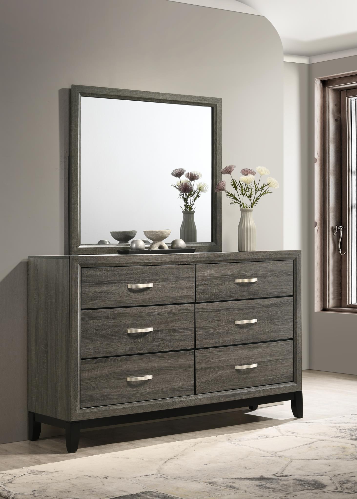 B371 - 3 Piece Bedroom Set (Queen Bed, Dresser, Mirror) - Dark Gray