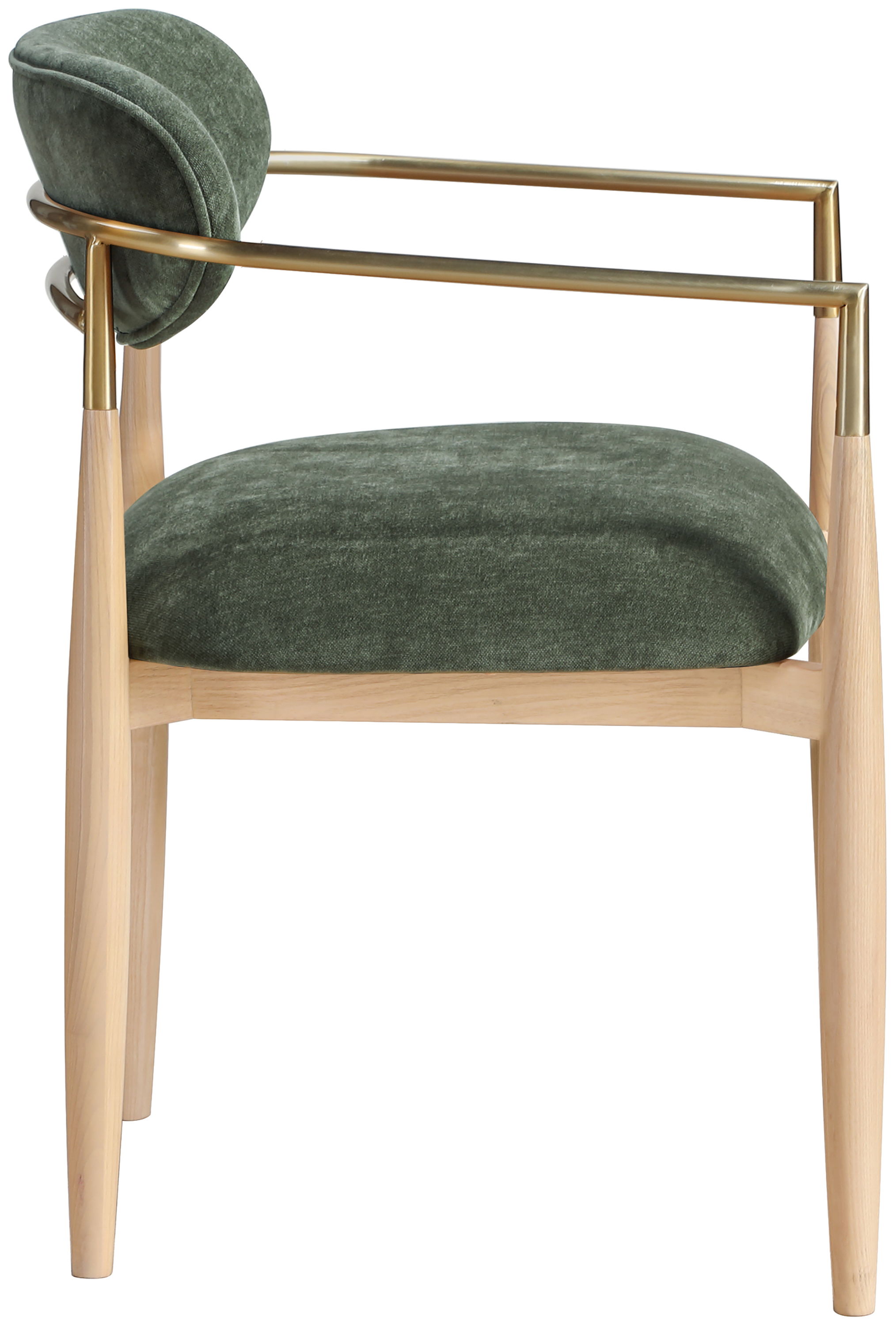 Riccio - Performance Fabric Upholstered Dining Arm Chair (Set of 2) With Light Brown Legs - Olive
