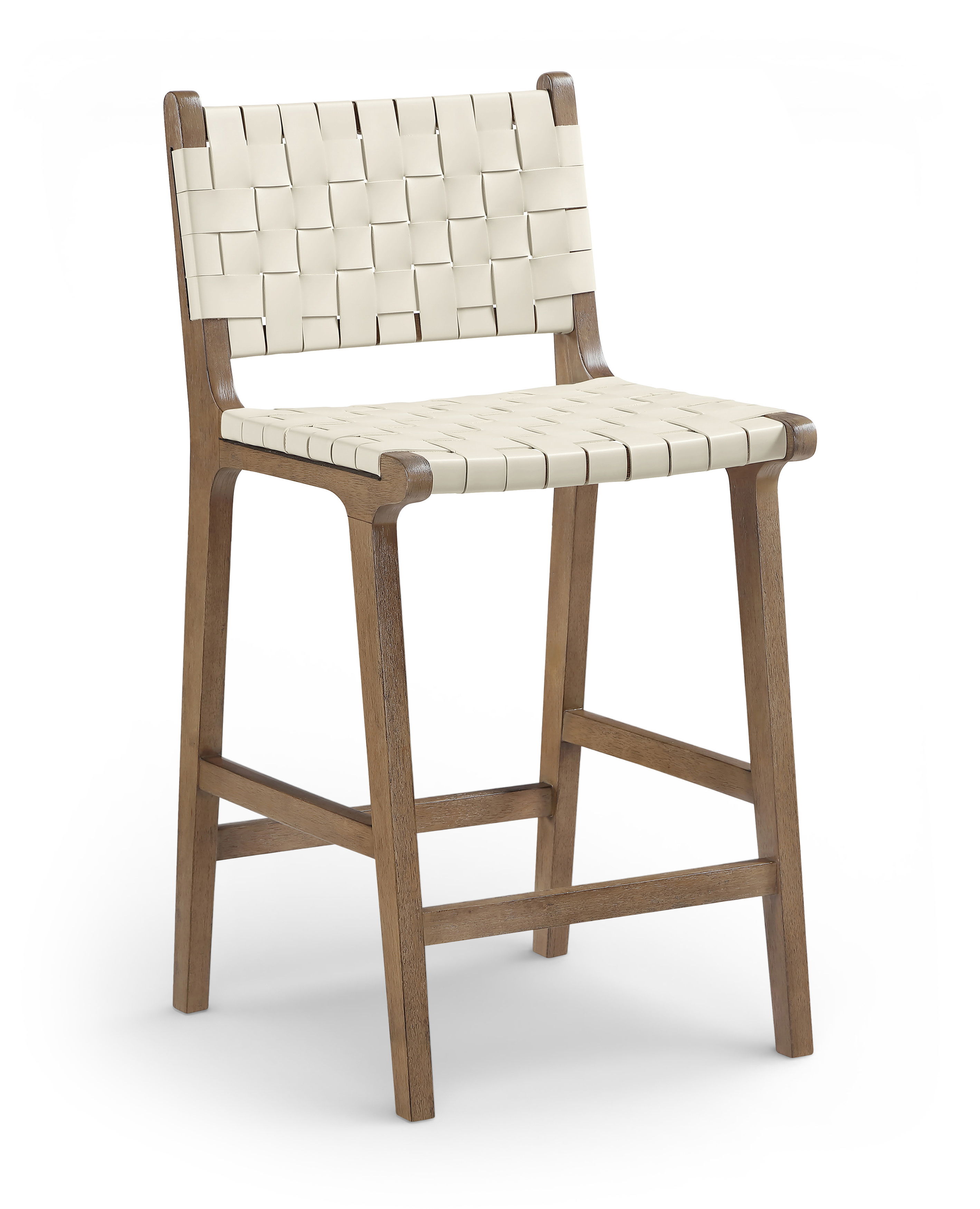 Entwine - Vegan Leather Upholstered Counter Stool - Cream / Painted Brown