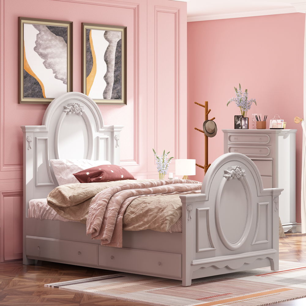 Flora - Full Bed - Gray, light gray