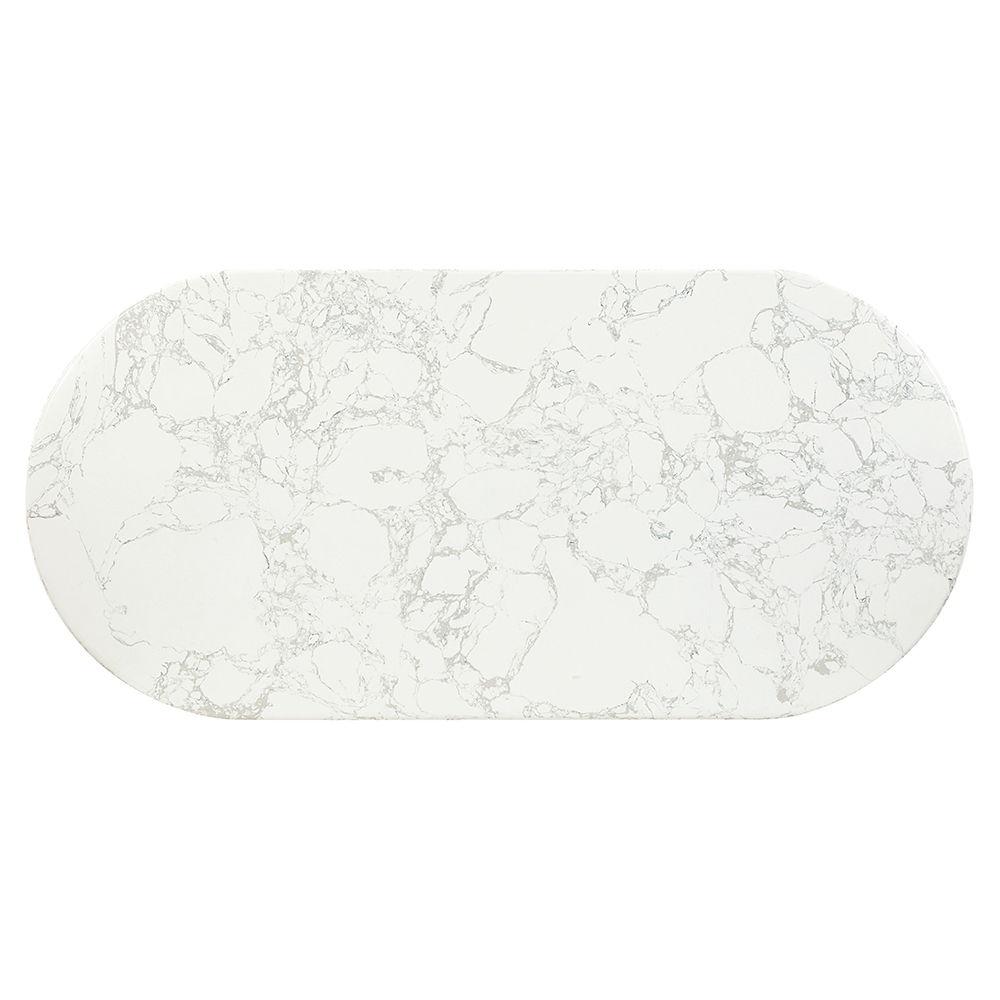 Zayn - Dining Table - White Natrual Marble Top & White, white, view 3