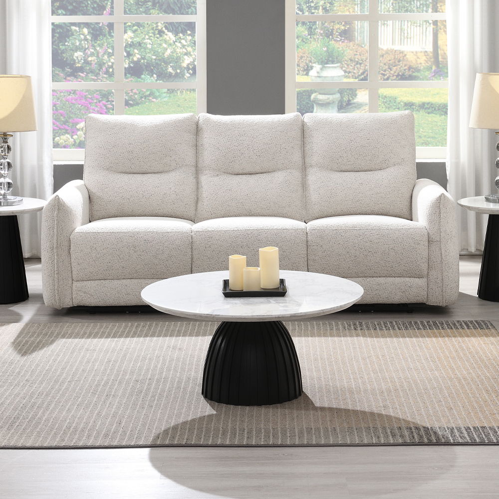Lalisa - Power Motion Sofa With USB Port - Cream Chenille, white