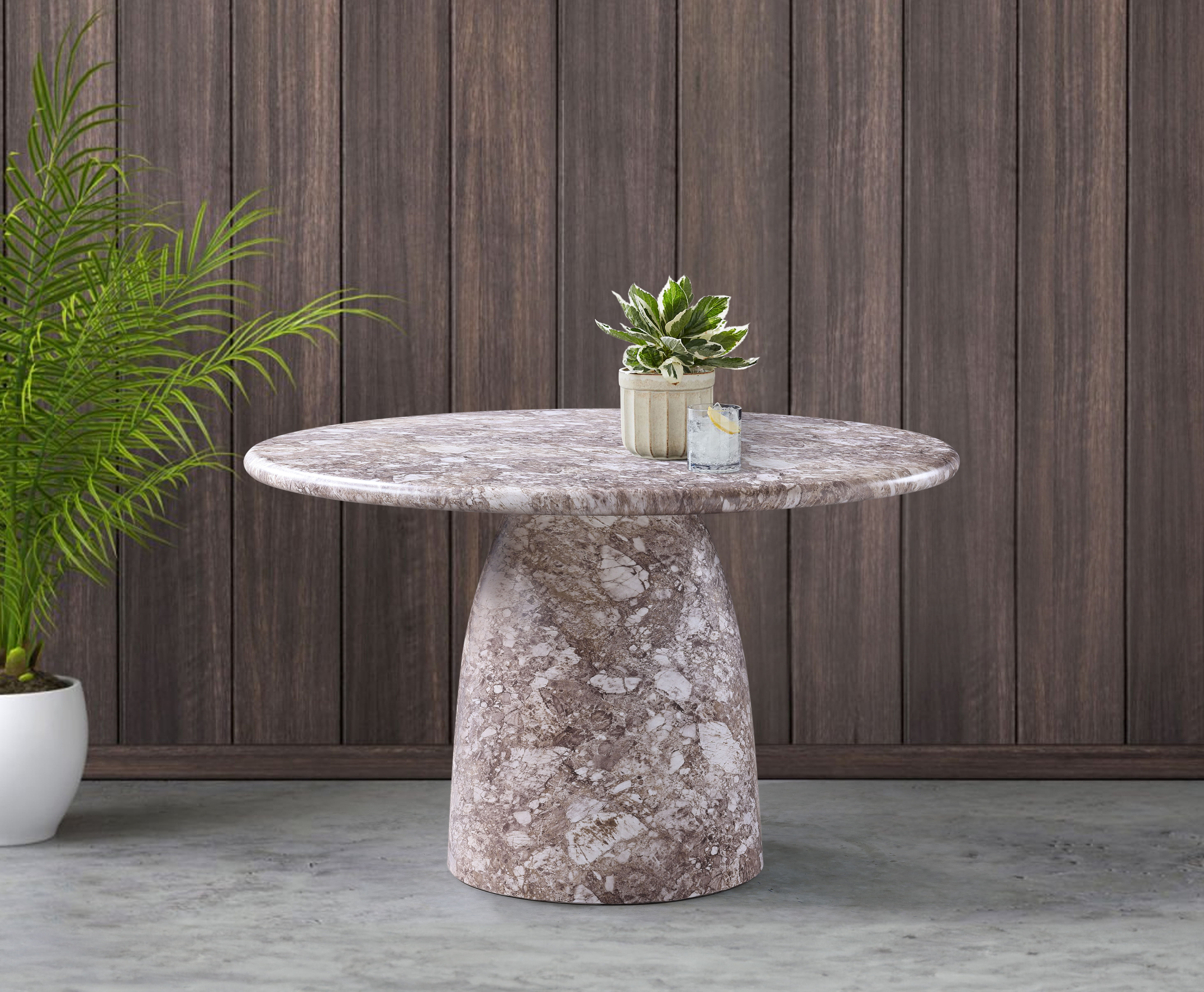 Cosenza - 48.5" Marble Finish Concrete Dining Table - Brown