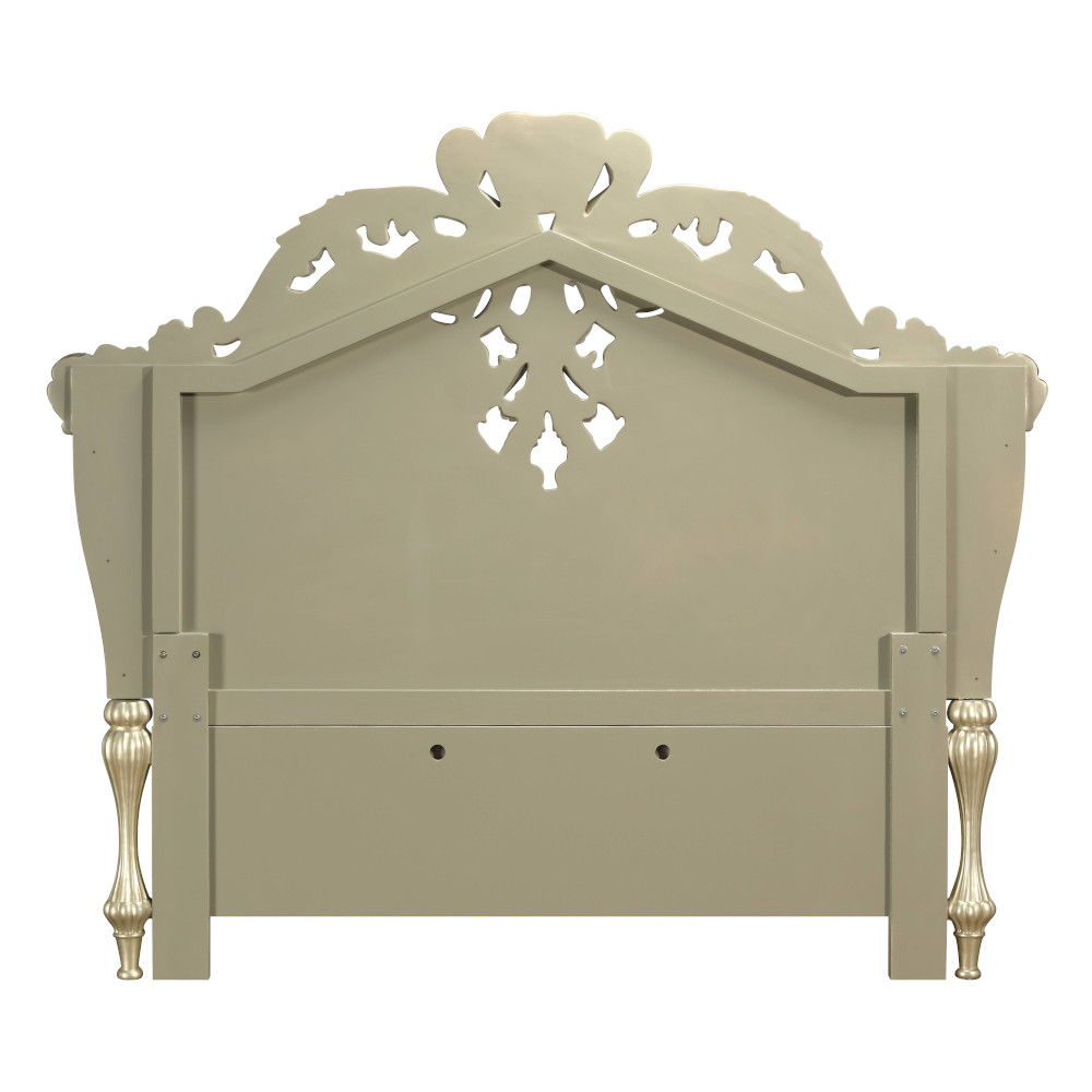 Vatican - Eastern King Bed - Synthetic Leather, Light Gold & Champagne Silver, beige, view 4