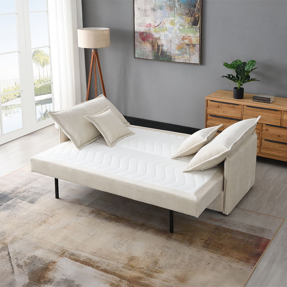 Elisea - Sofa With Sleeper - Beige Fabirc, beige, view 7
