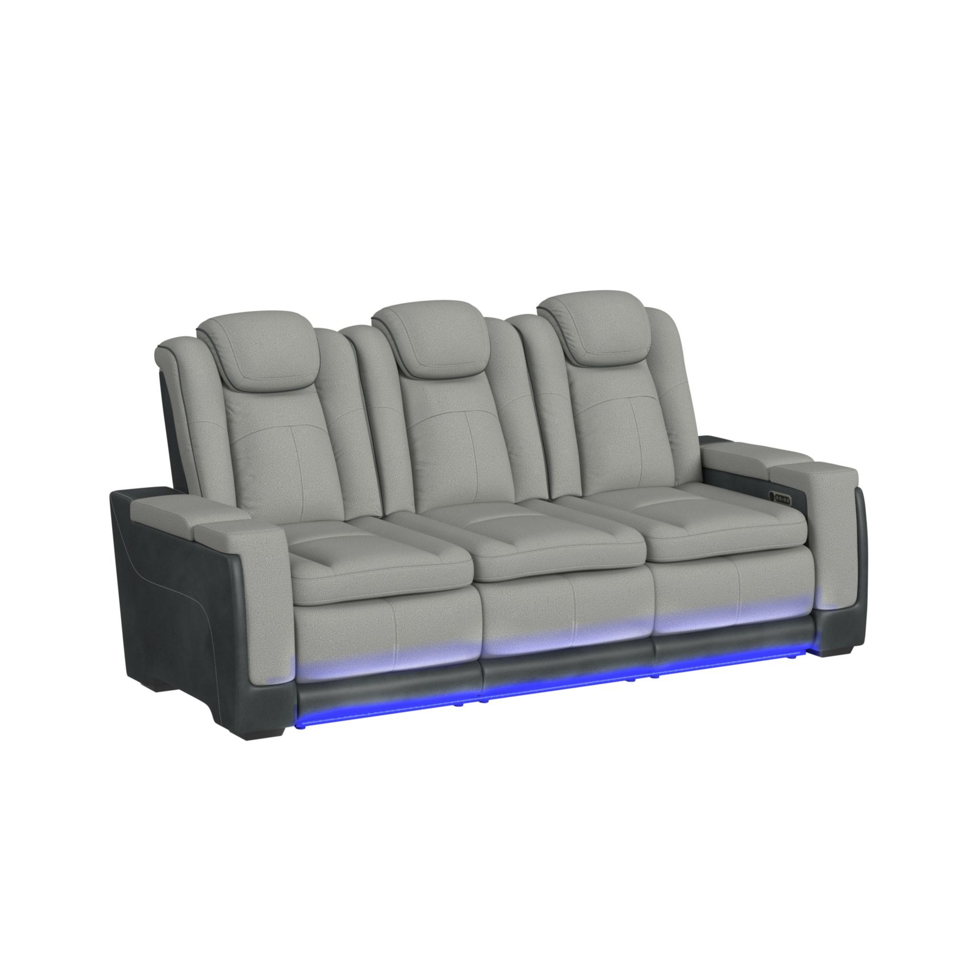 Lantana - Power Motion Sofa With Power Headrest, LED, DDT, Reading Light And Pws - Rocky Cement / Charcoal