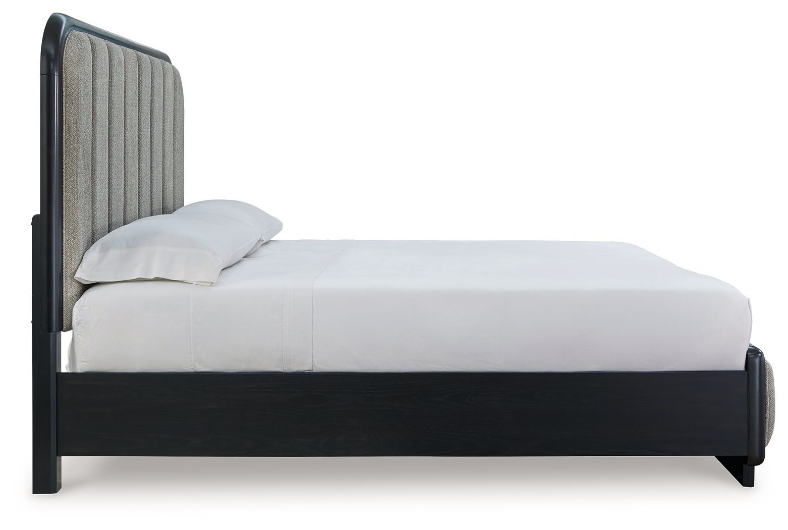 Ashley Furniture Rowanbeck - California King Upholstered Panel Bed - Gray / Black - Image 5