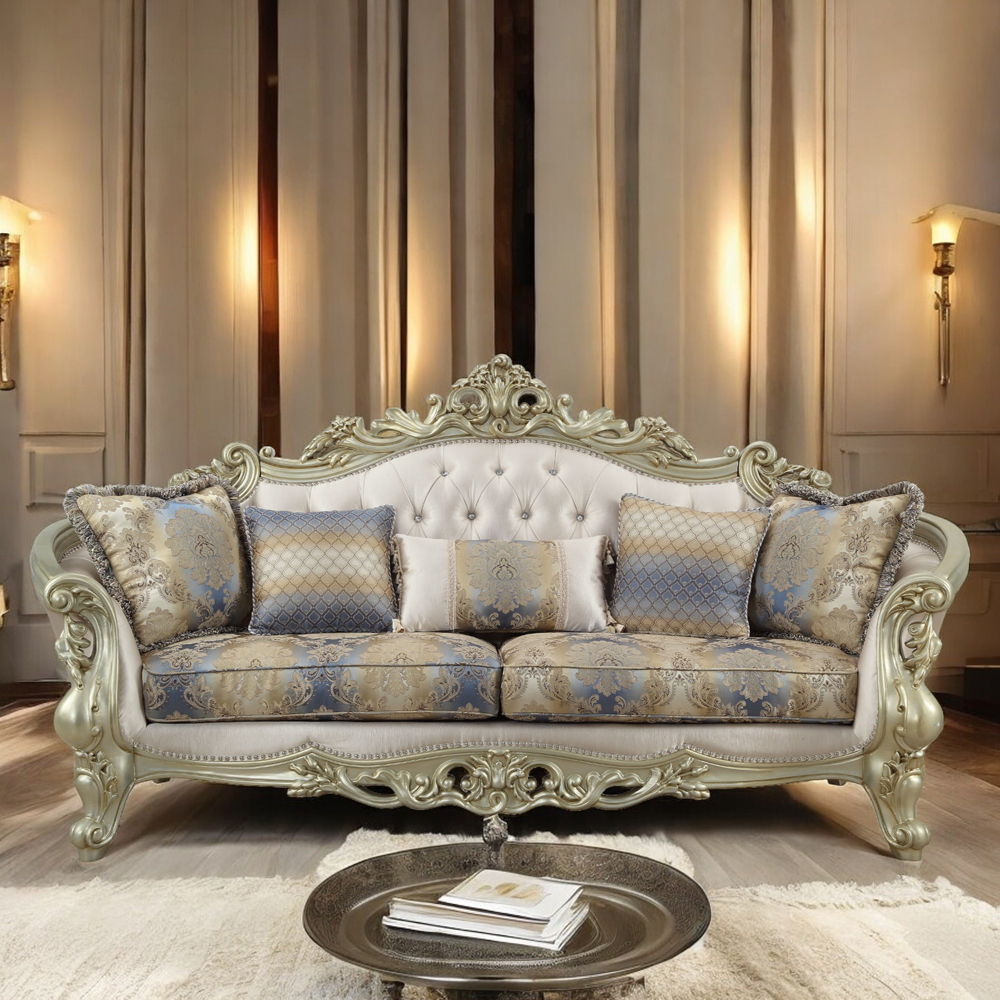 Gorsedd - Sofa With 5 Pillows - Fabric & Golden Ivory, beige, view 3