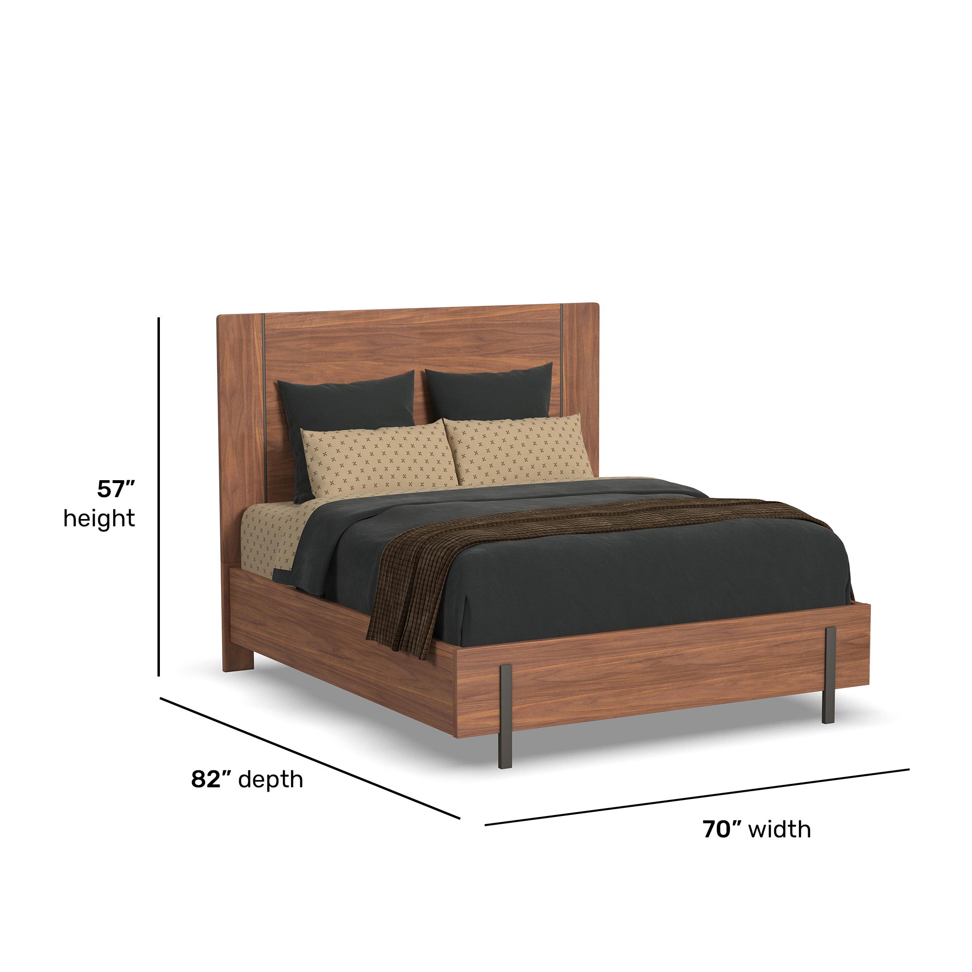 Lincoln - Queen Panel Bed - Warm Walnut, light brown, view 7