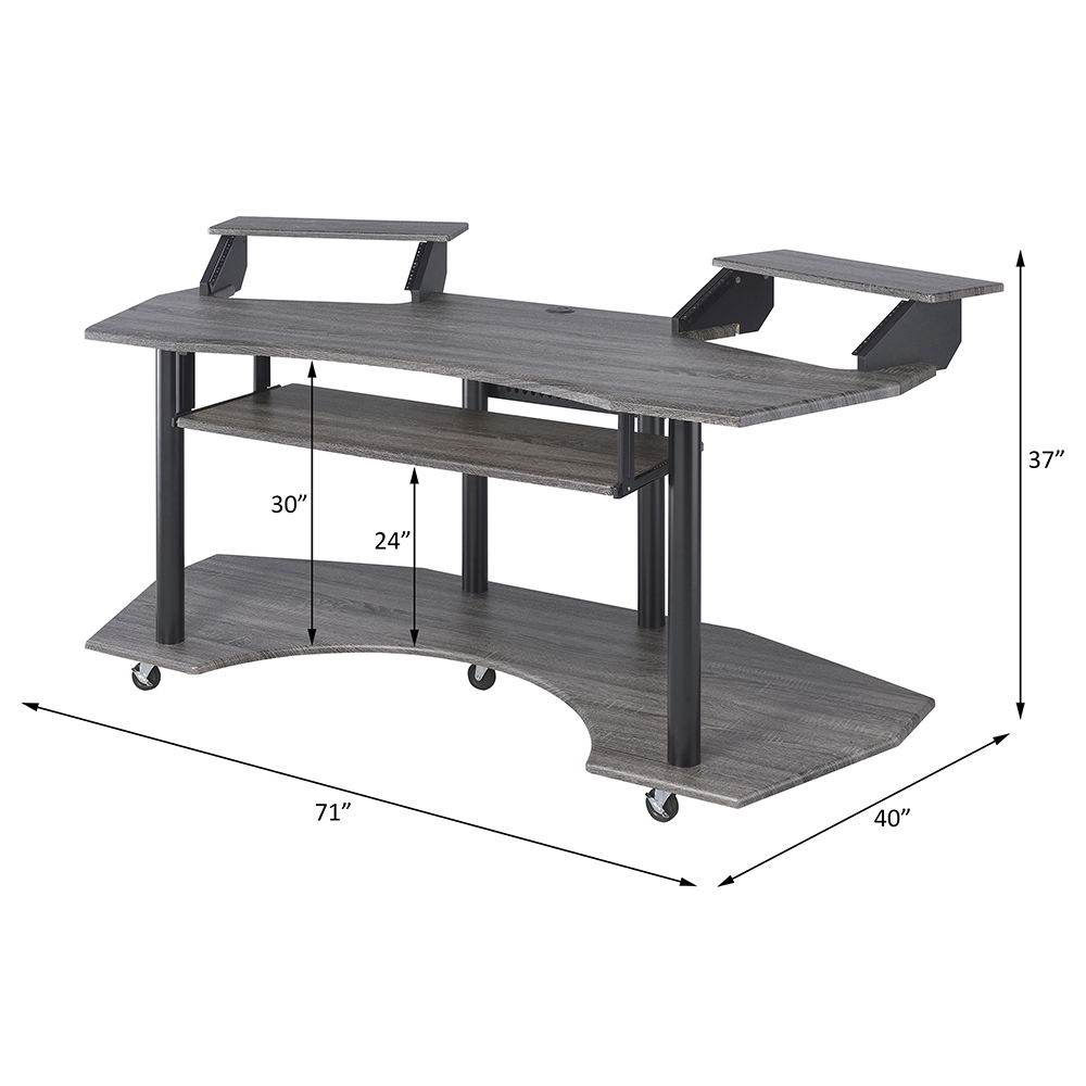 Eleazar - 71" Music Studio Desk - Black Oak, black, view 7