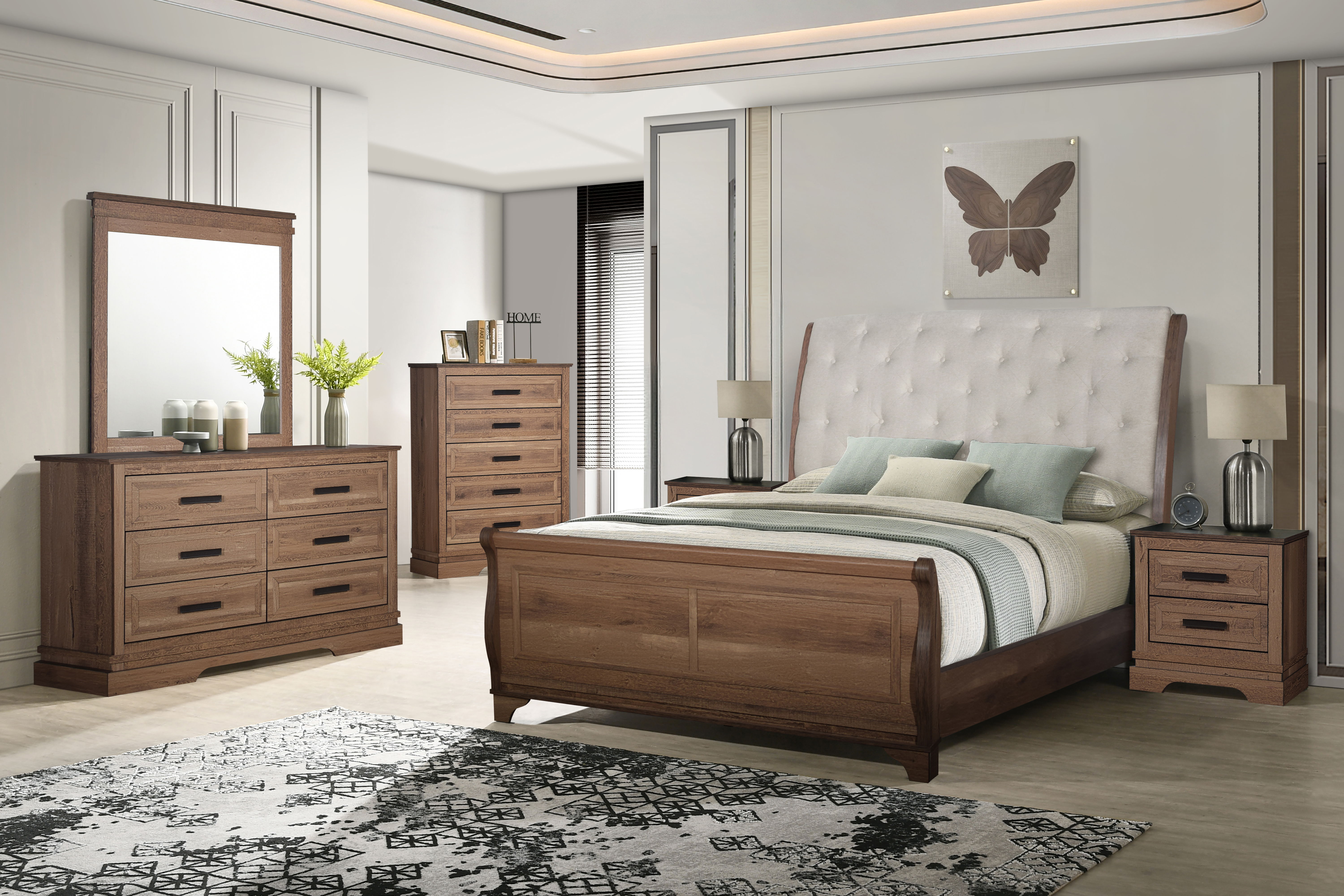 Queen · 6 Pc · Bed, Dresser, Mirror, Chest, 2 Nightstands