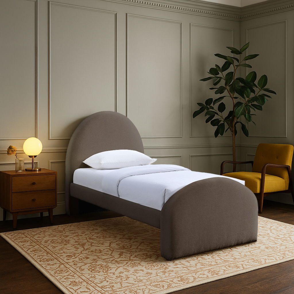 Andaz - Chenille Fabric Upholstered Twin Bed - Brown