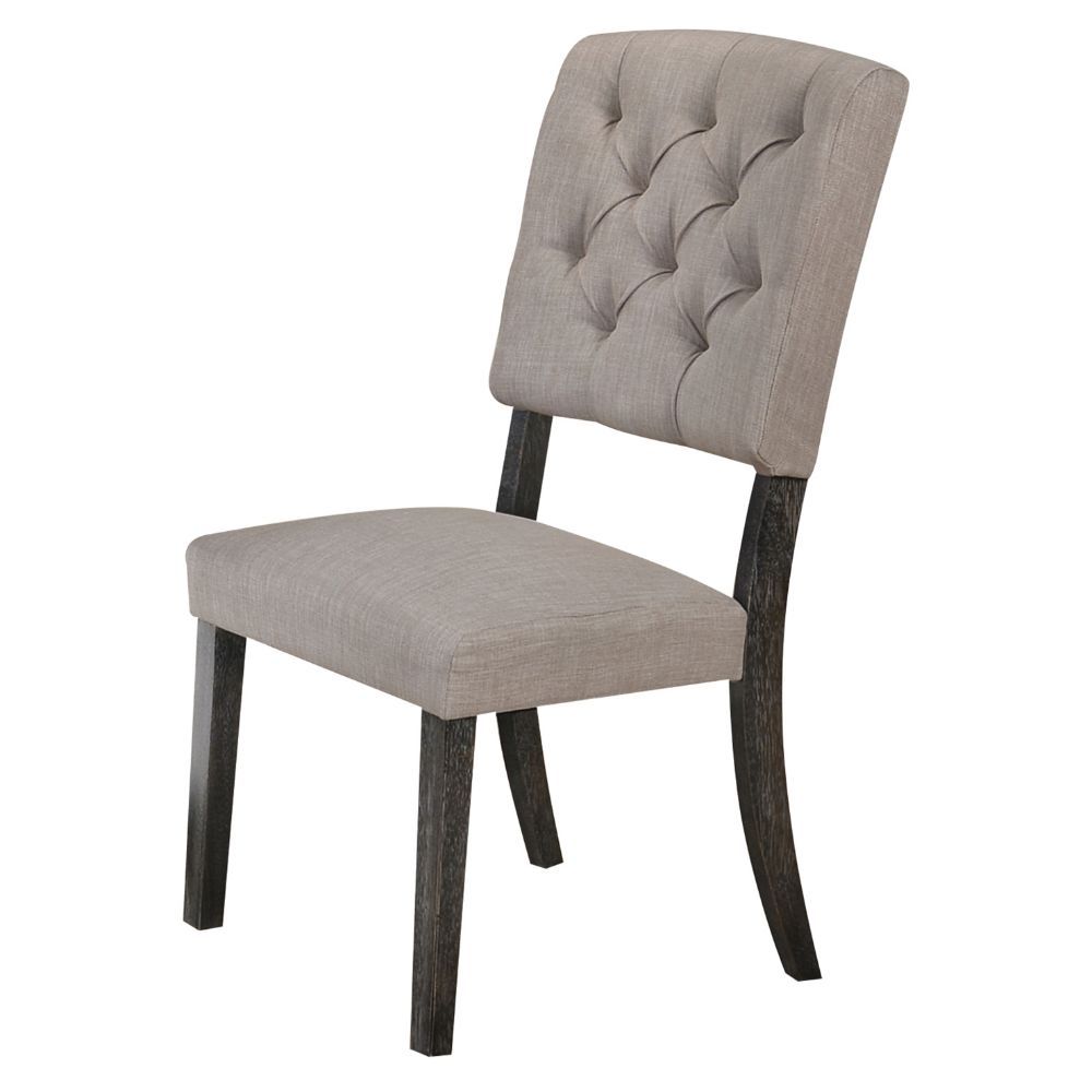 Bernard - Side Chair (Set of 2) - Beige Linen & Weathered Gray Oak, beige