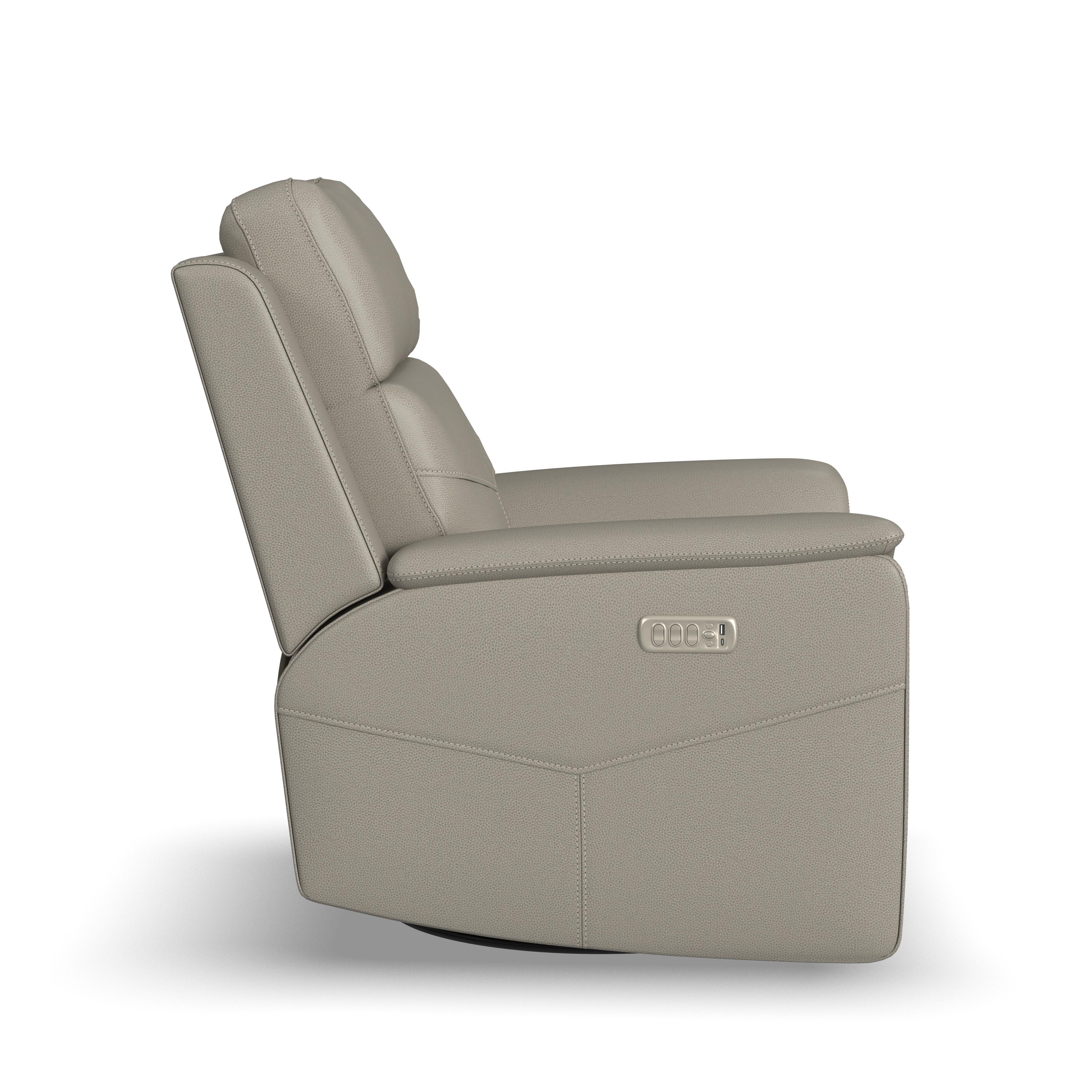 Vernon - Power Swivel Gliding Recliner With Power Headrest, Lumbar, Heat & Massage - Dove Gray, light gray, view 3