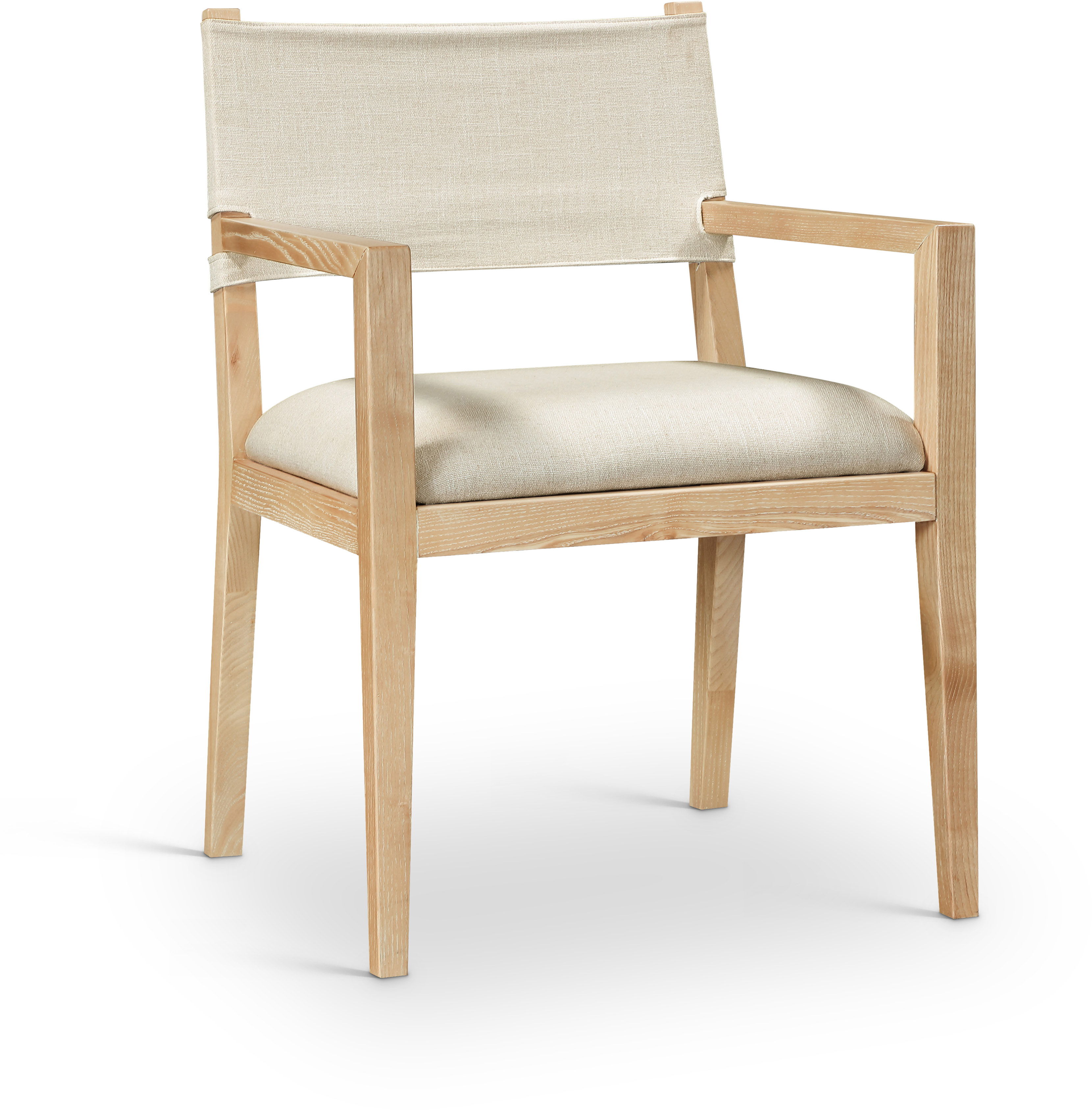 Avon - Linen Textured Performance Fabric Upholstered Dining Arm Chair - Cream