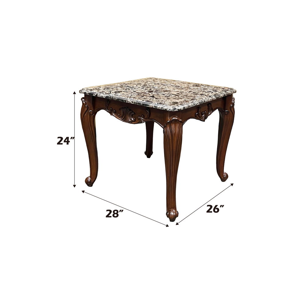 Nayla - End Table - Natural Marble Top & Cherry, dark brown, view 7