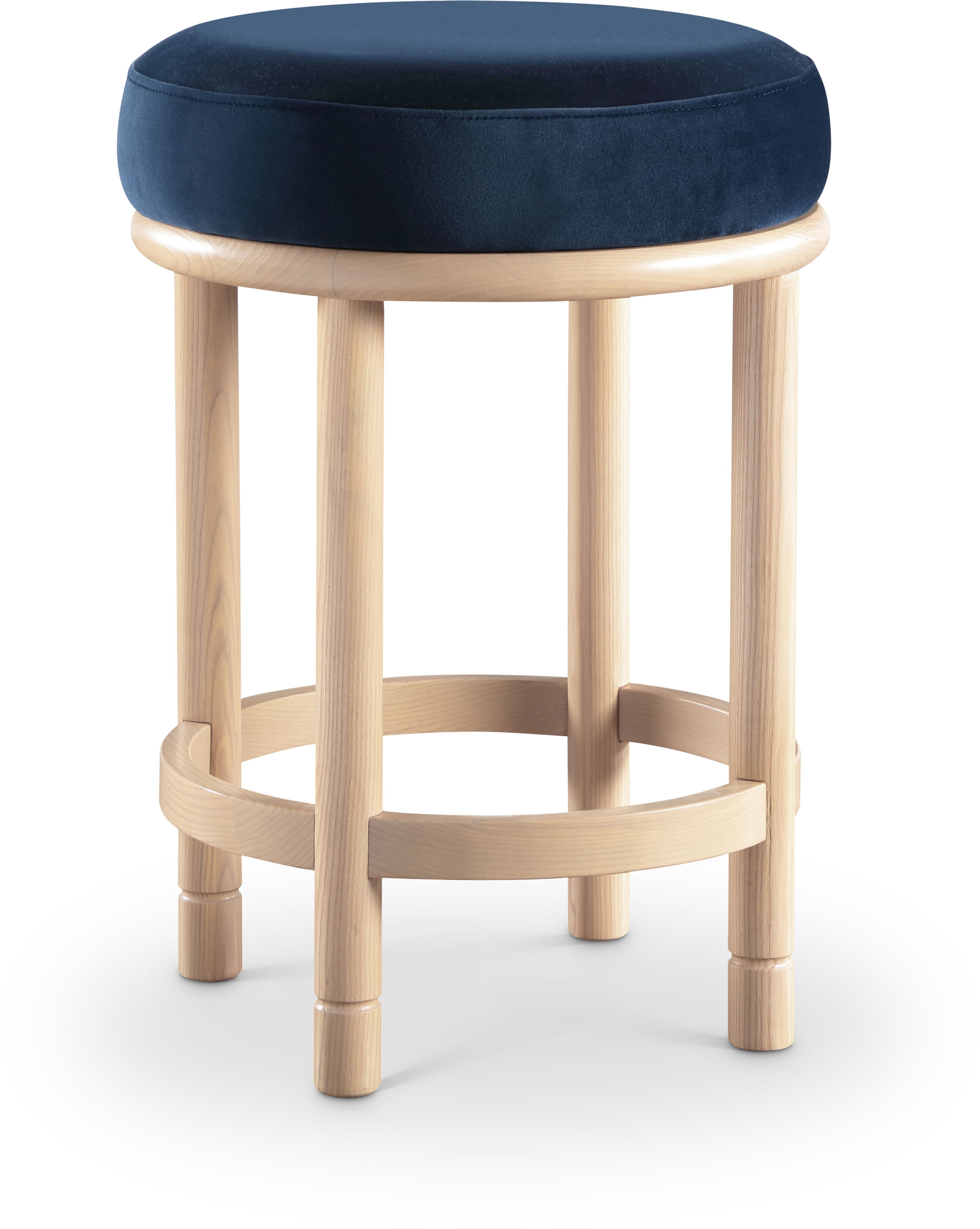 Monette - Counter Stool With Natural Base - Navy