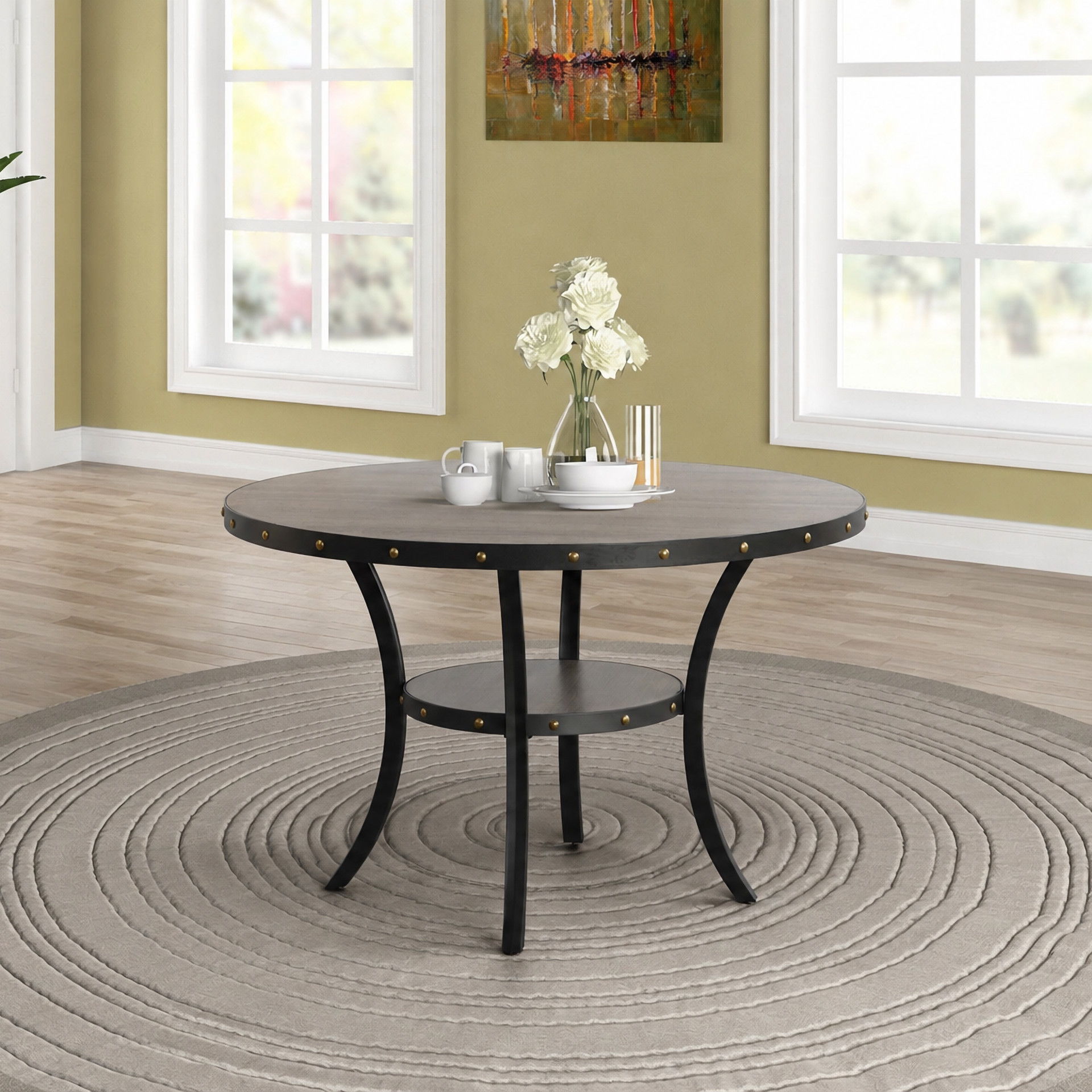 Crispin - Round Dining Table - Gray, dark gray, view 6