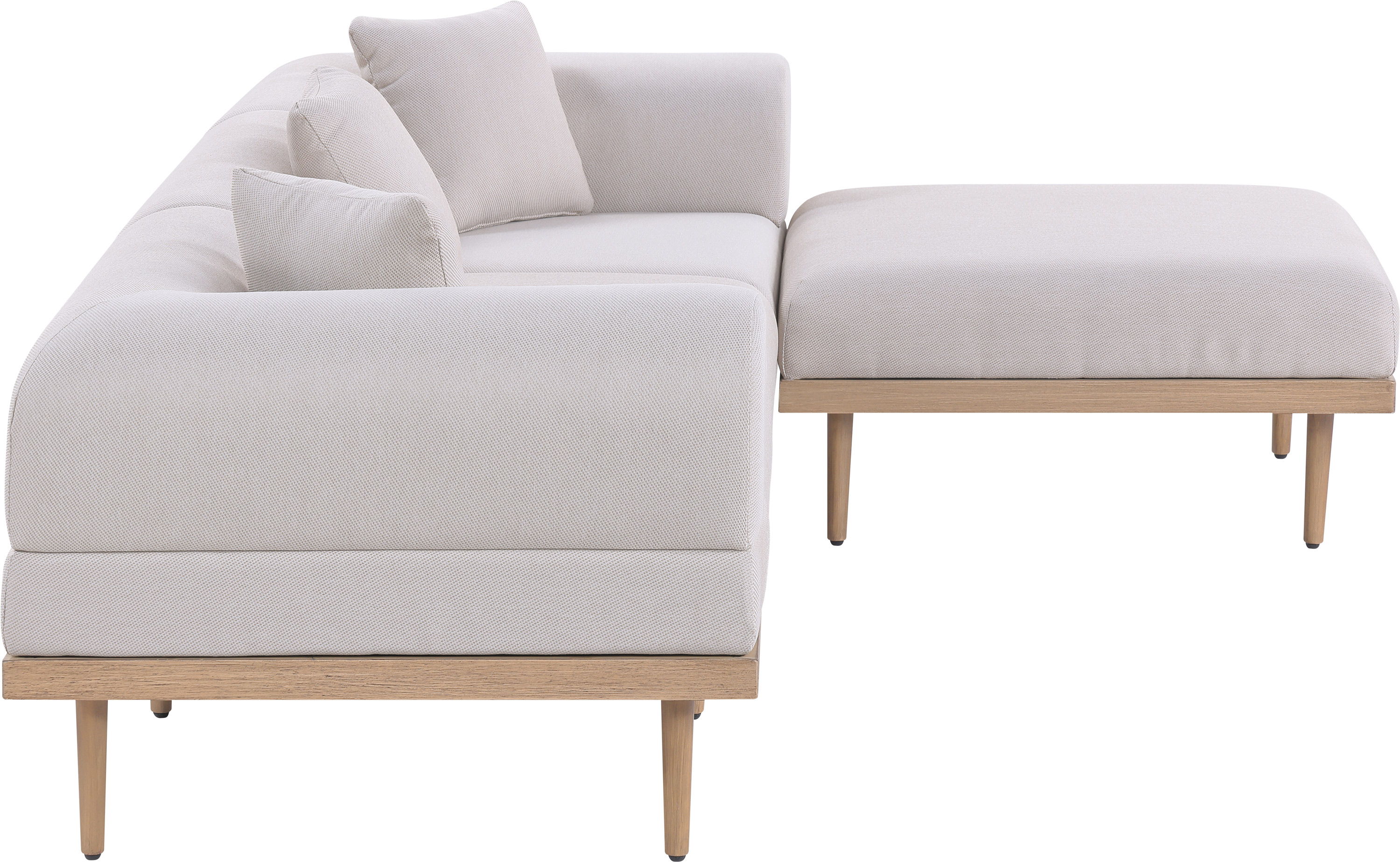 Laguna - 4 Piece Resilient Water Resistant Fabric 106.5" Upholstered Outdoor Patio Modular Sectional - Beige