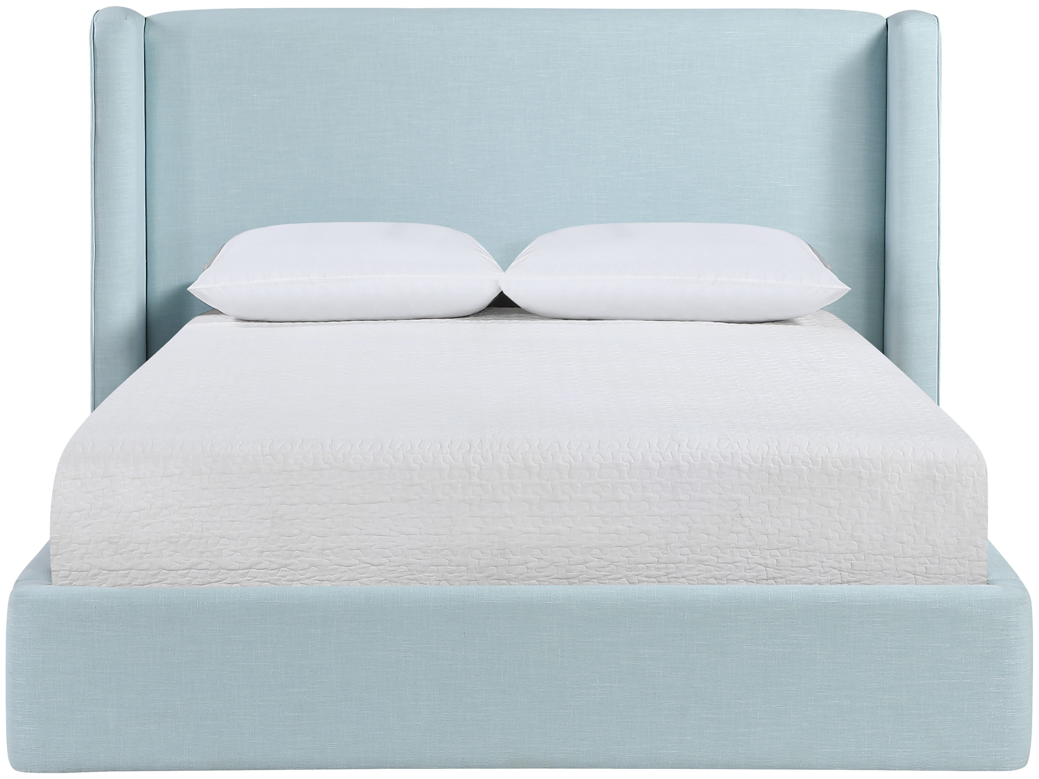 Kendall - Linen Textured Fabric Upholstered Queen Bed - Light Blue