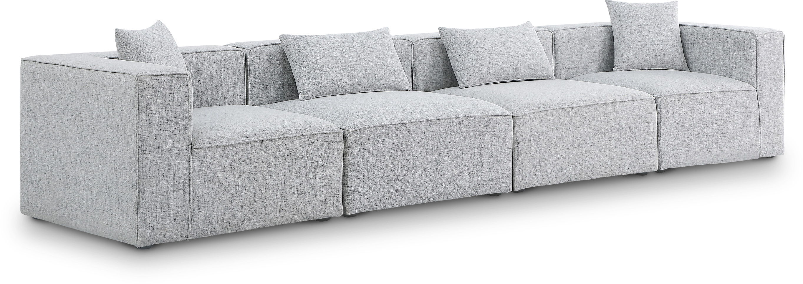 Cube - Linen Modular 4 Seat Sofa - Gray