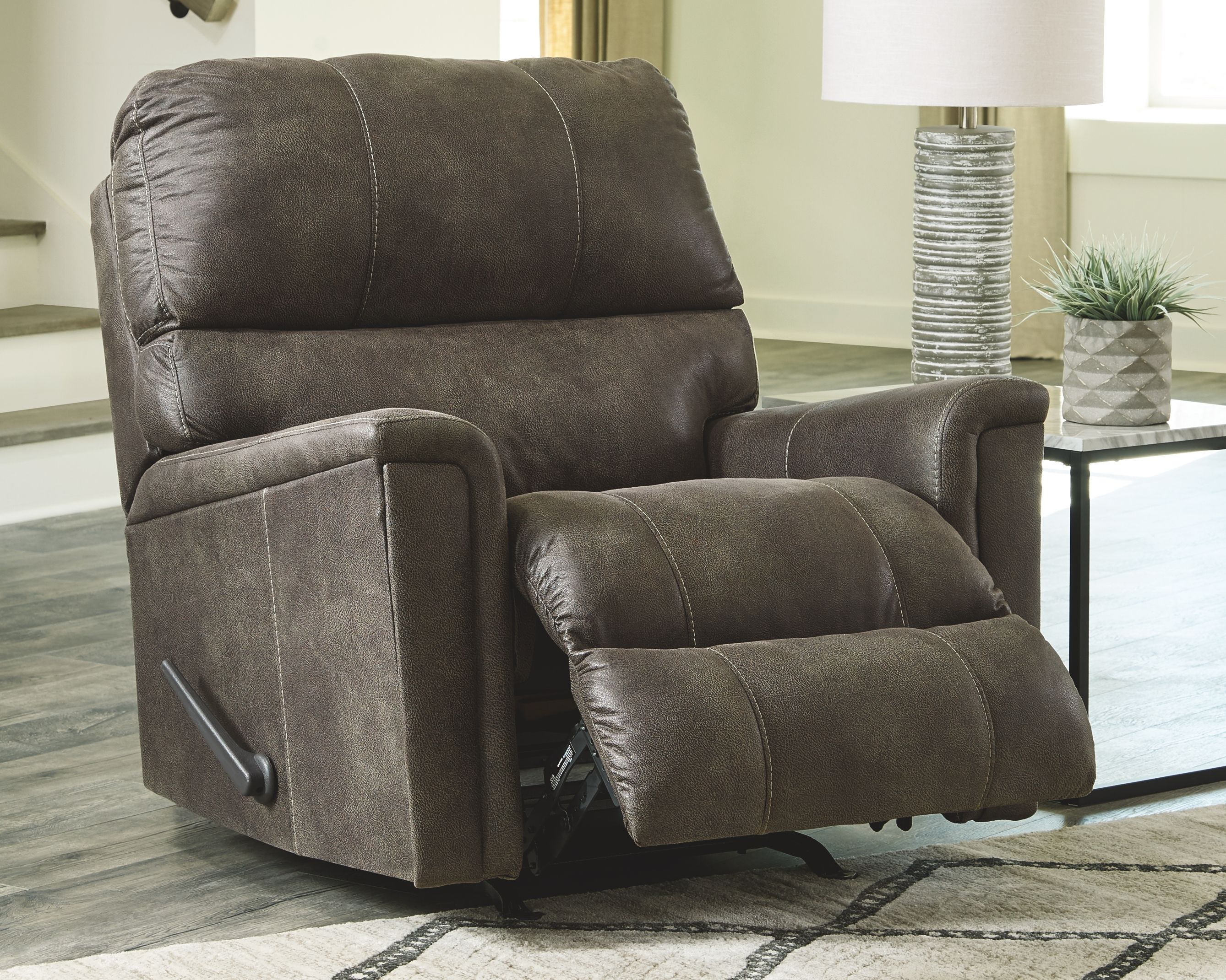 Ashley Furniture Navi - 3 Pc. - Sofa, Loveseat, Rocker Recliner - Smoke - Image 4