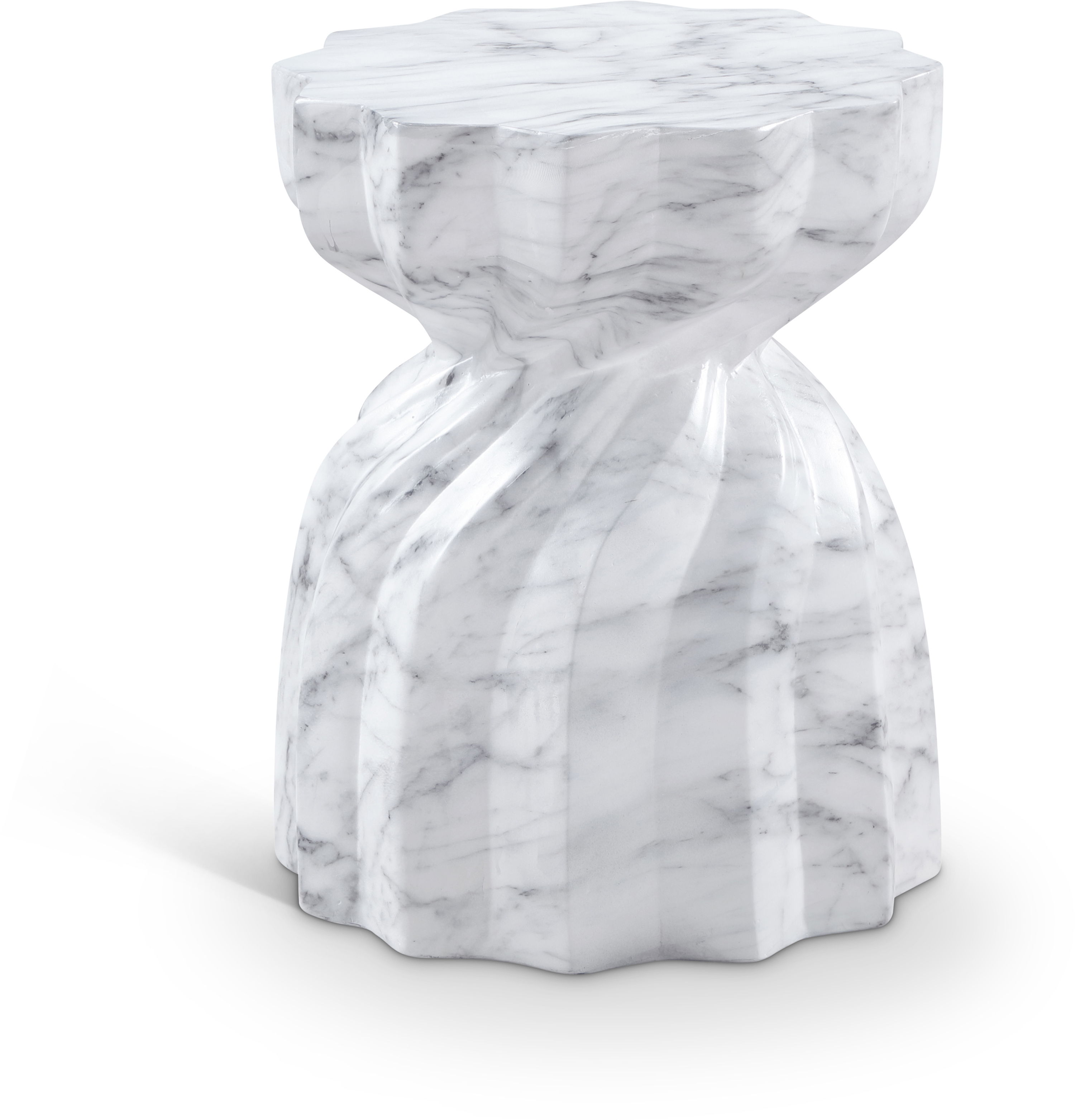 Caserta - Marble Finish Concrete End Table - White