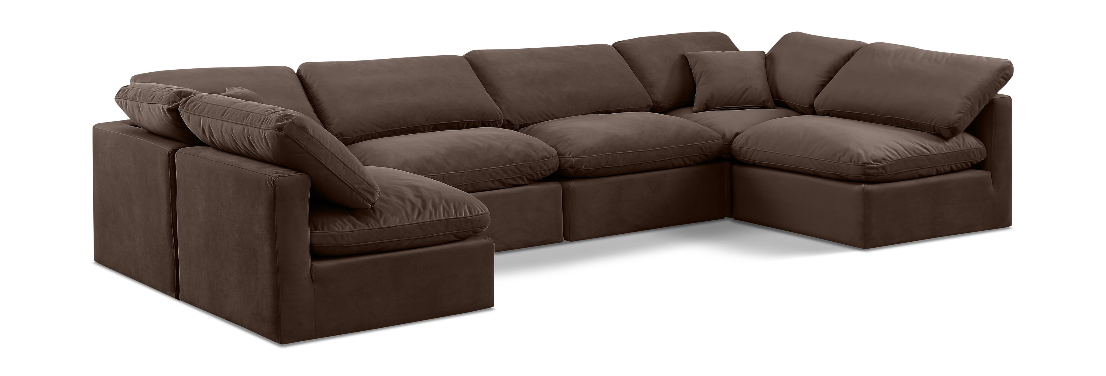 Indulge - Velvet 6 Piece Modular U-Shaped Sectional - Brown