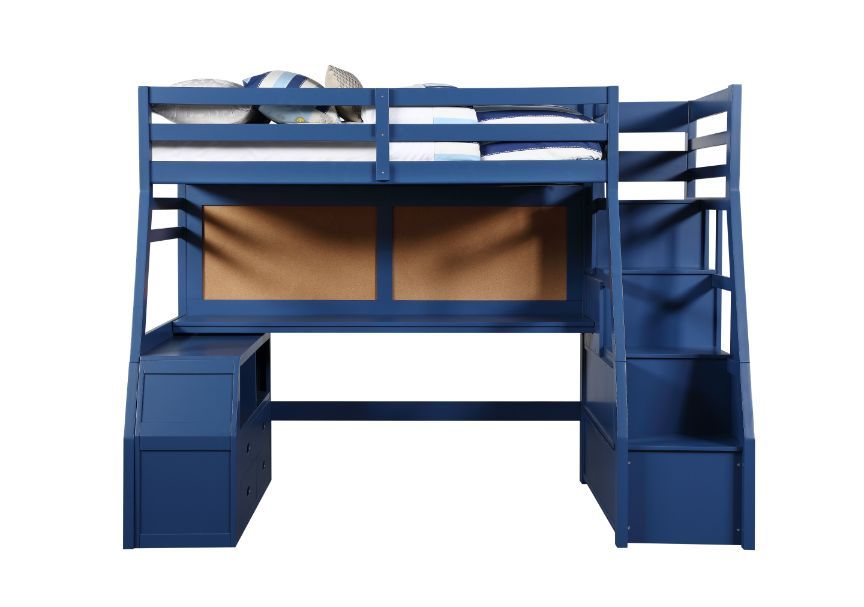 Jason II - Twin Loft Bed With Storage - Navy Blue, blue, view 3