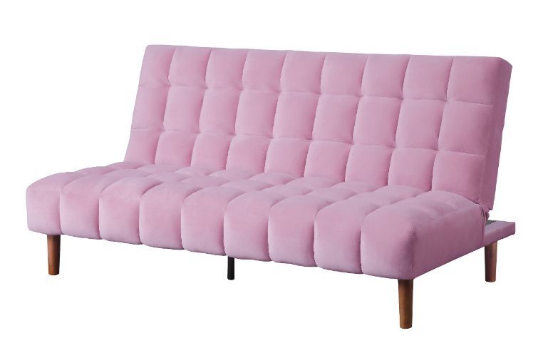 Yolandi - Adjustable Sofa - Pink Velvet & Dark Walnut, pink