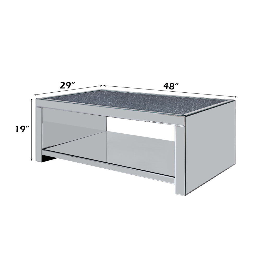 Noralie - Coffee Table - Clear Glass, Mirrored & Faux Diamonds, silver, view 7