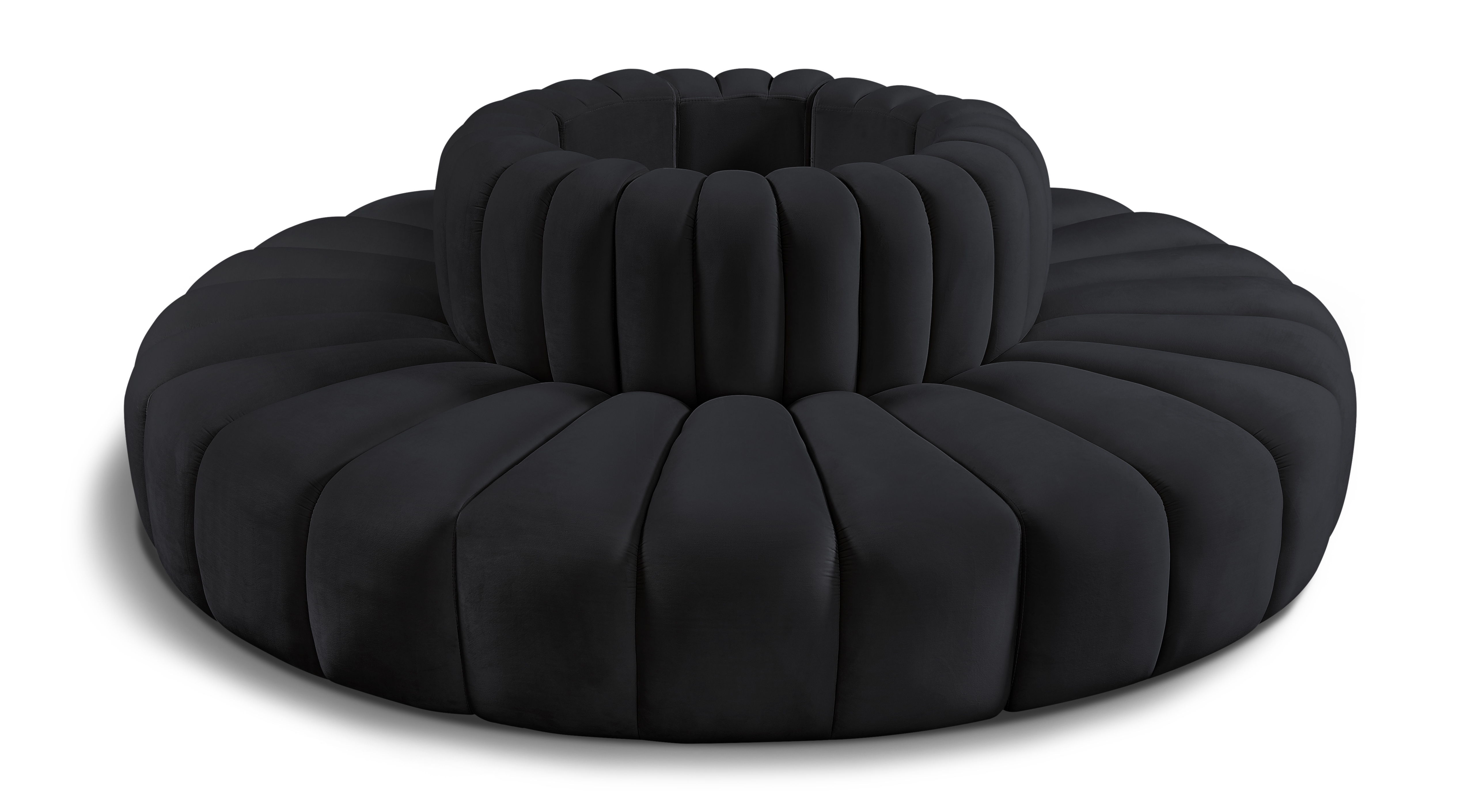 Arc - Velvet 8 Piece Round Modular Sofa - Black
