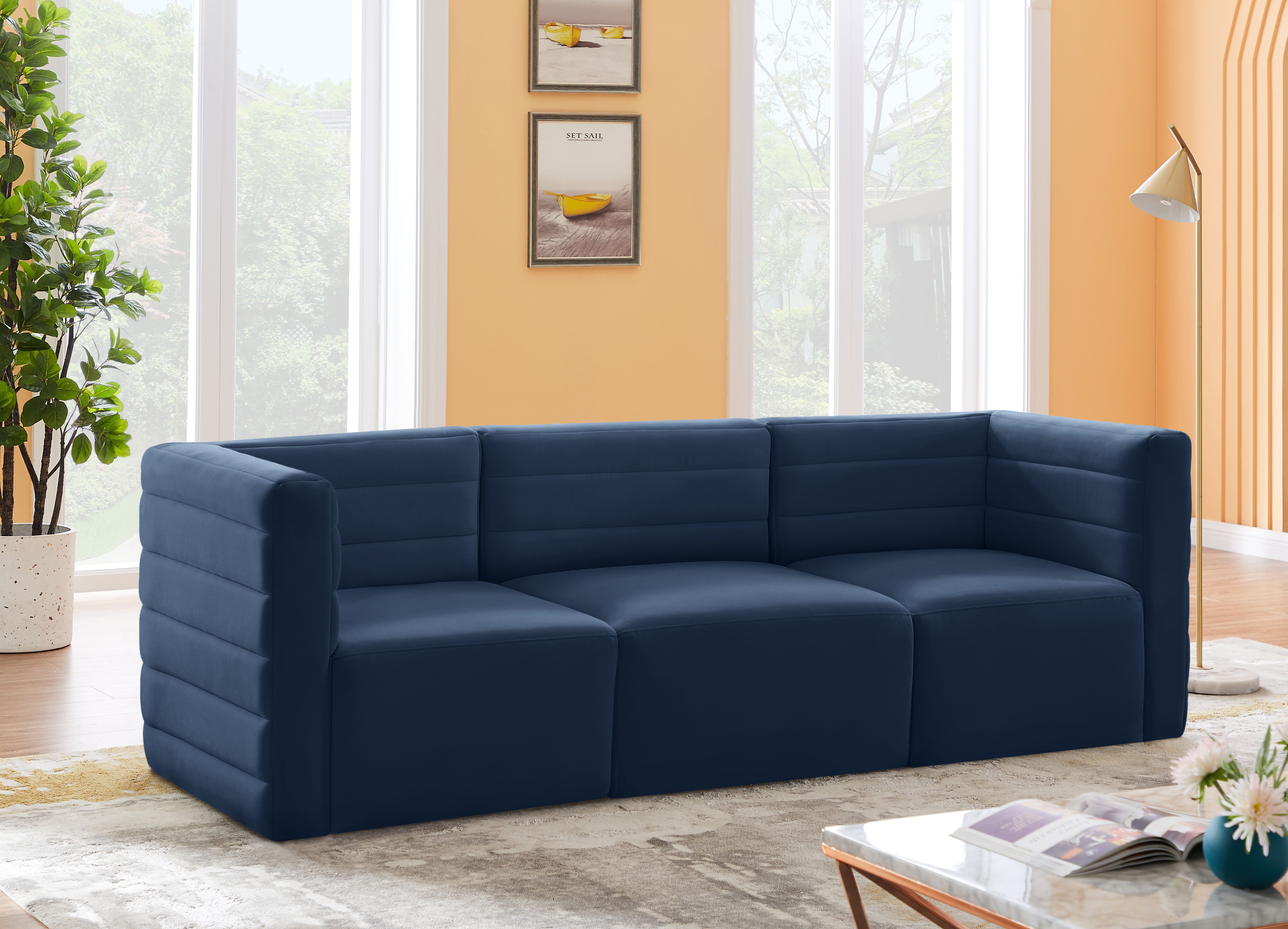 Quincy - 3 Piece Modular Sofa - Navy