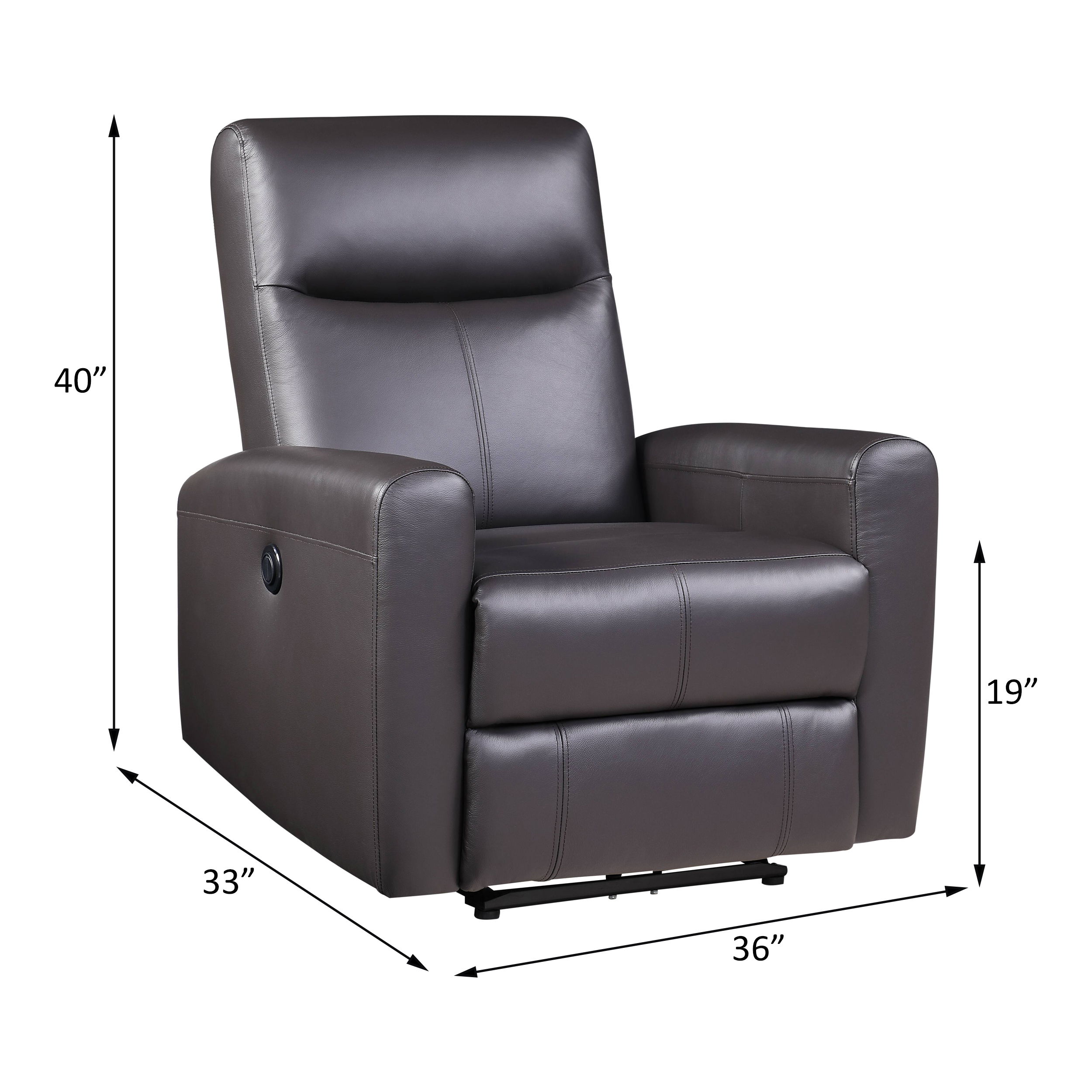 Blane - Power Motion Recliner - Brown Top Grain Leather Match, dark brown, view 7