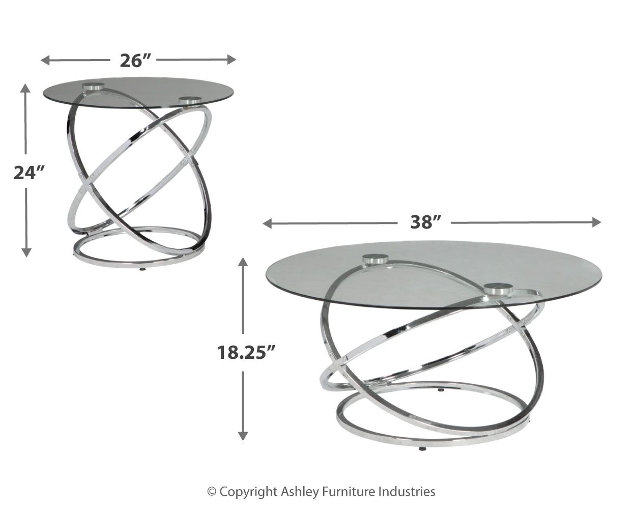 Ashley Furniture Hollynyx - Occasional Table Set (Set of 3) - Chrome Finish - Image 5