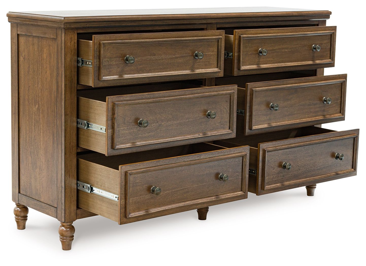 Ashley Furniture Sturlayne - 5 Pc. - Dresser, Mirror, Queen Upholstered Panel Bed - Brown - Image 5