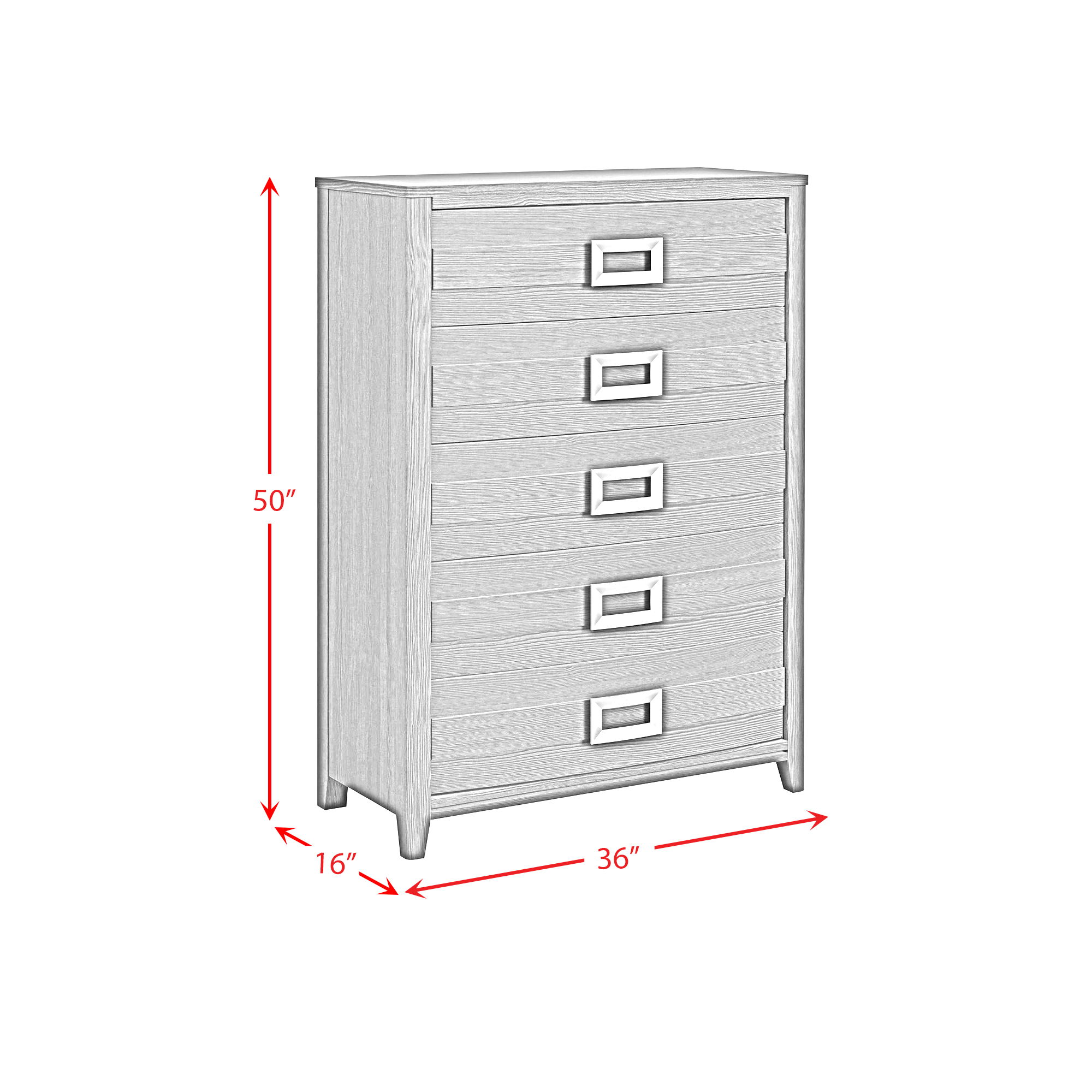 Tobias - 5-Drawer Chest - White