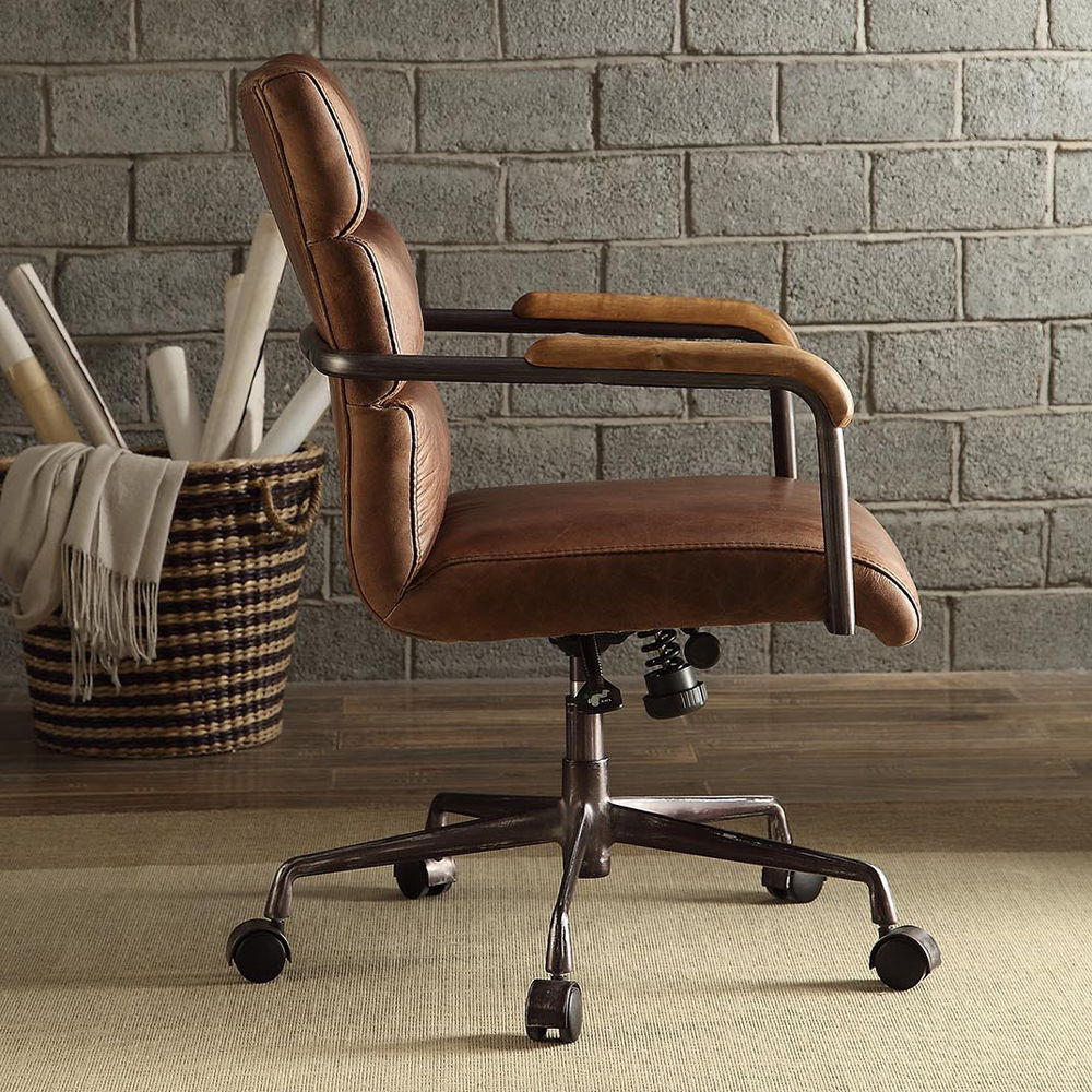 Harith - Office Chair - Retro Brown Top Grain Leather, dark brown, view 4