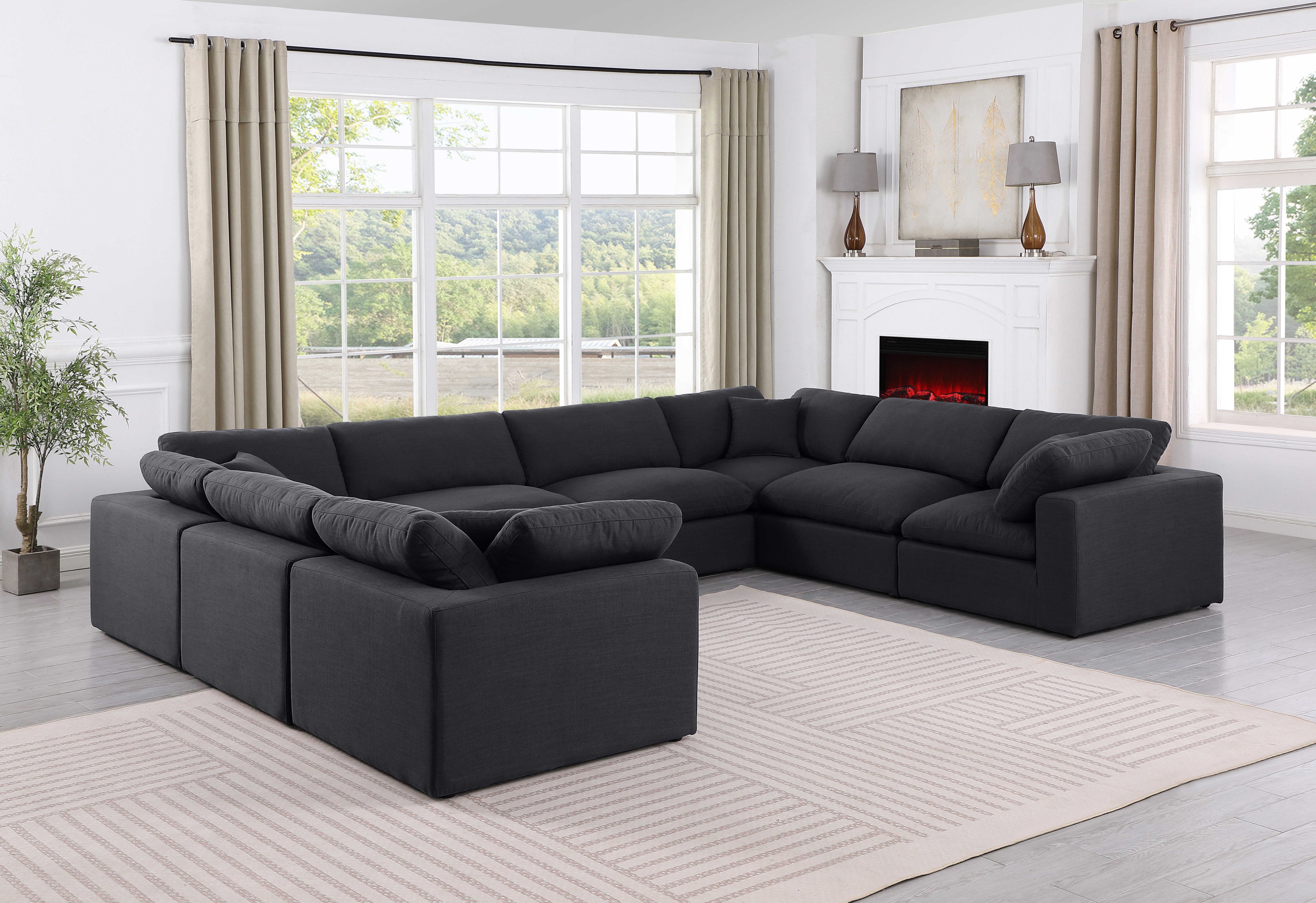 Comfy - 8 Piece Linen Modular Sectional - Charcoal